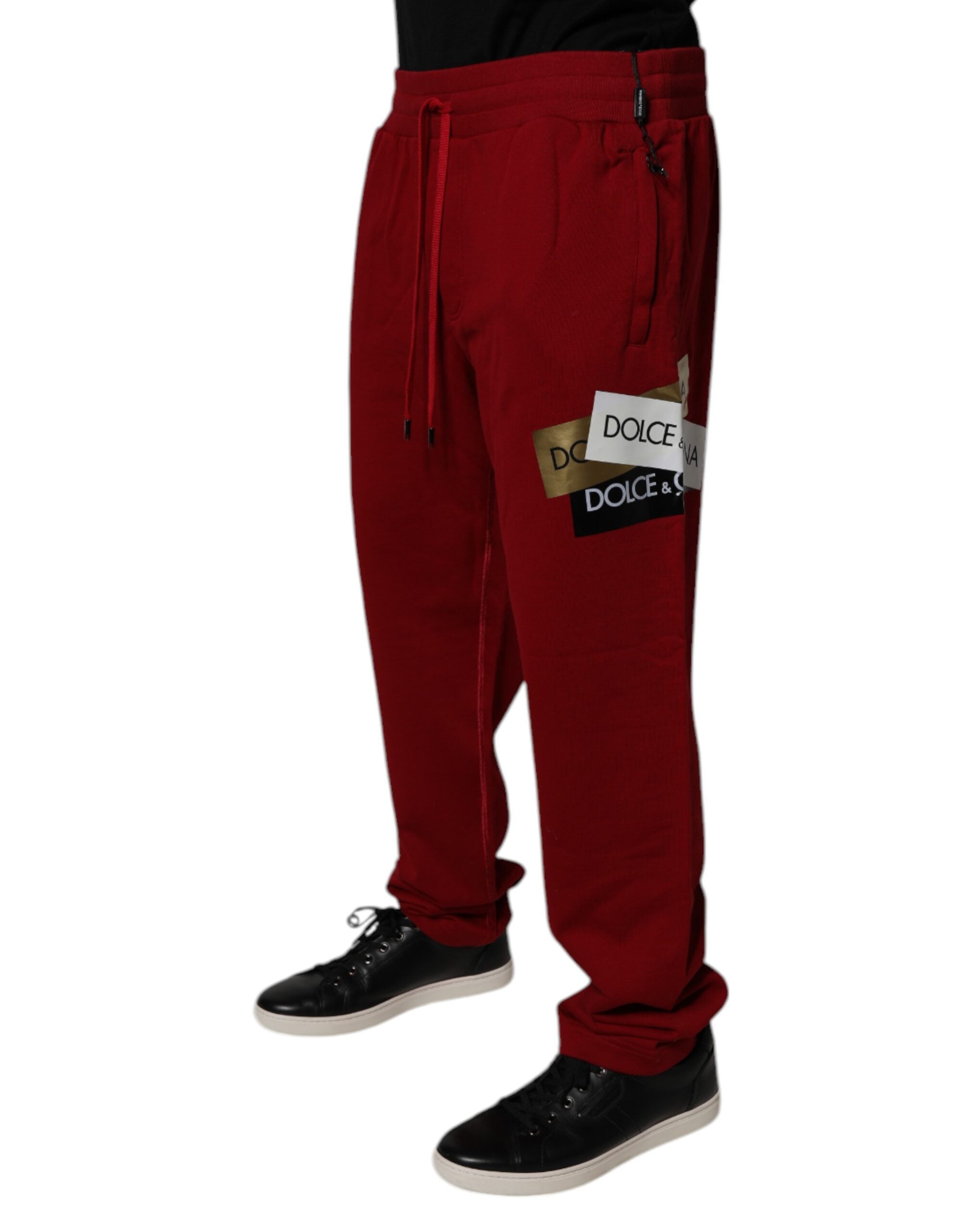 Dolce & Gabbana Rote Logo-Band-Baumwoll-Jogger-Sweatpants Hosen