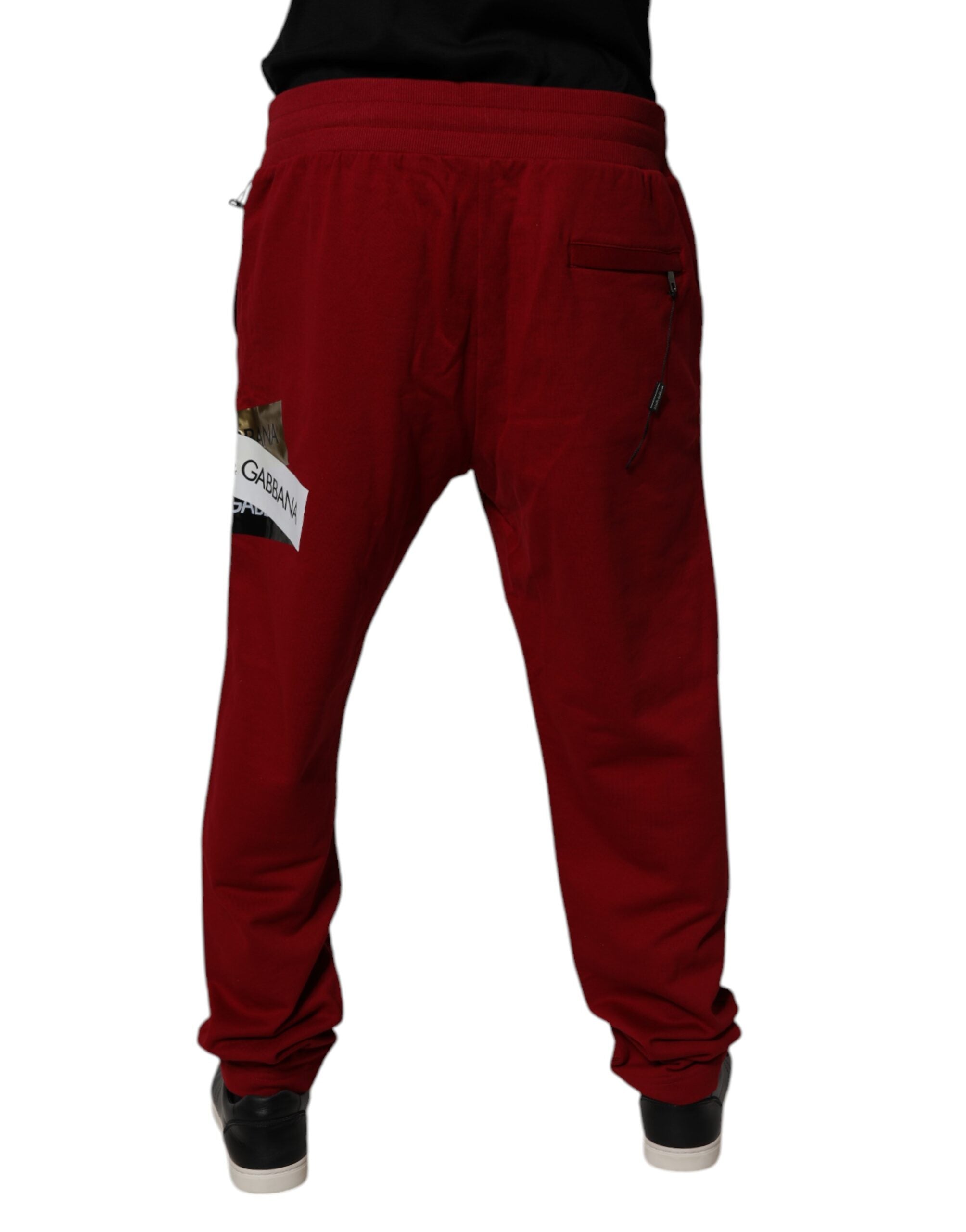 Dolce & Gabbana Rote Logo-Band-Baumwoll-Jogger-Sweatpants Hosen