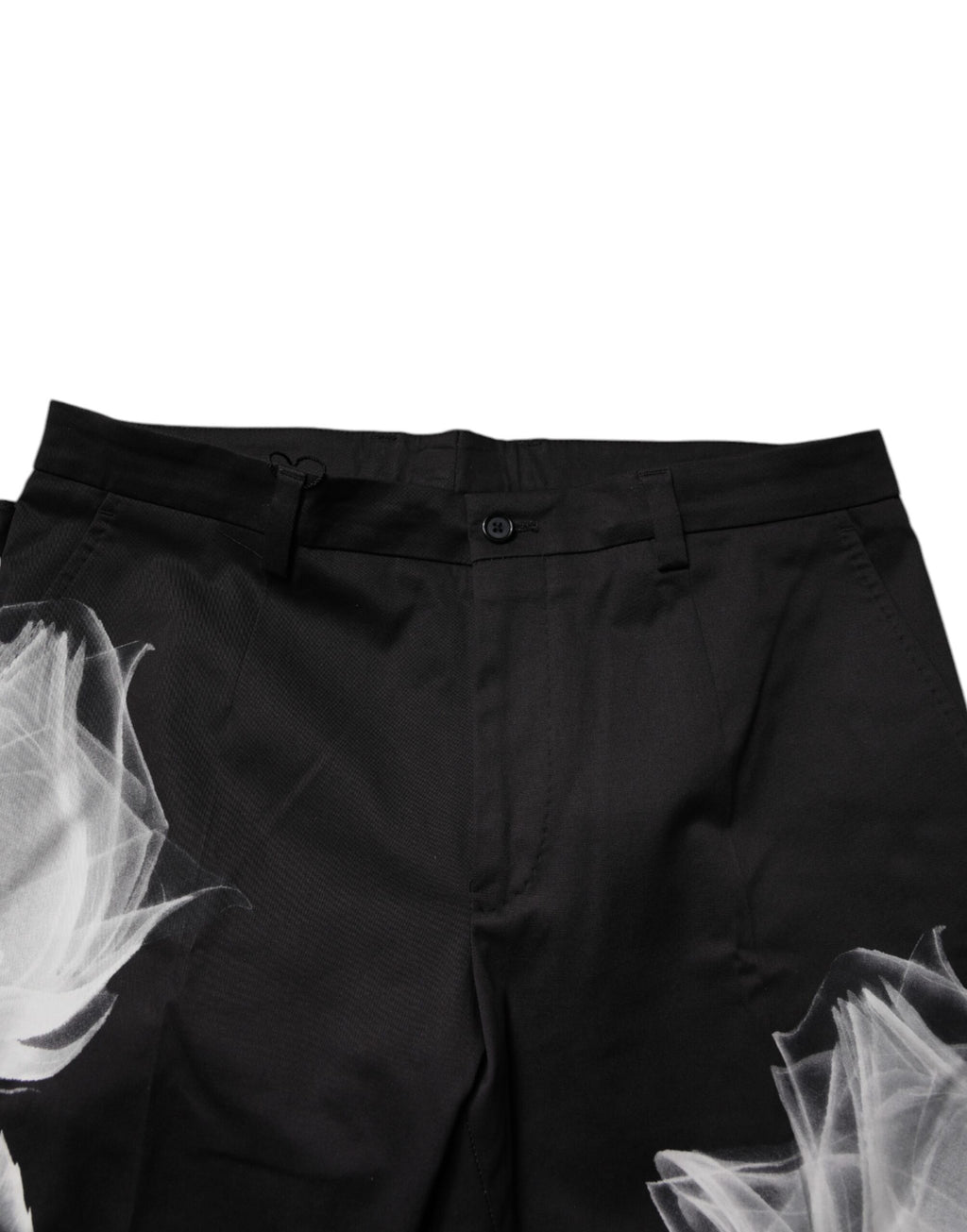 Dolce & Gabbana Schwarze Skinny-Hose aus Baumwolle mit Blumenmuster