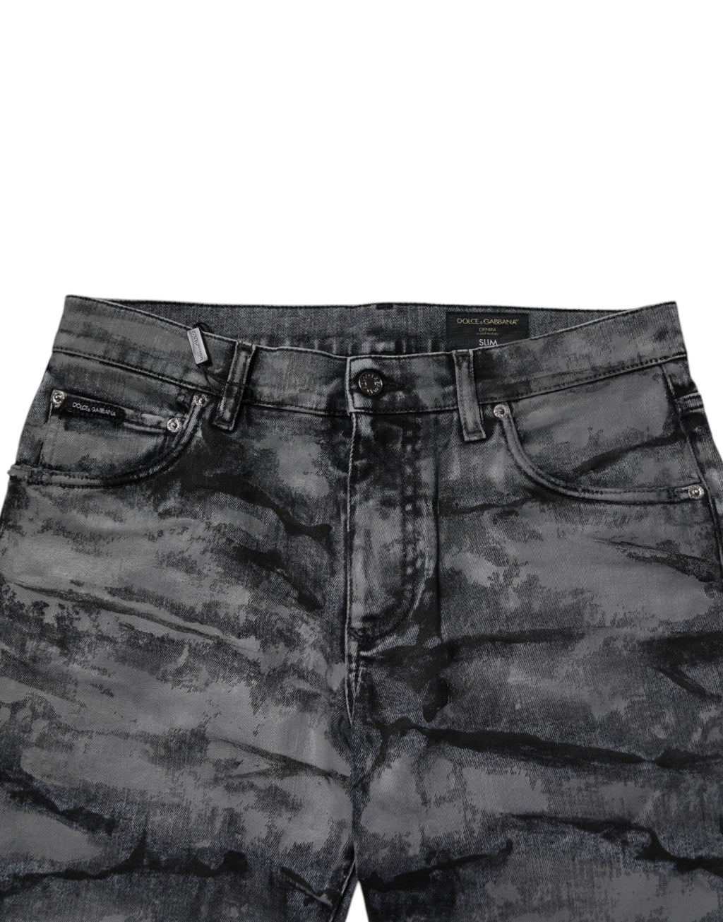 Dolce & Gabbana Graue Tie Dye Baumwolle Skinny Männer Denim Jeans