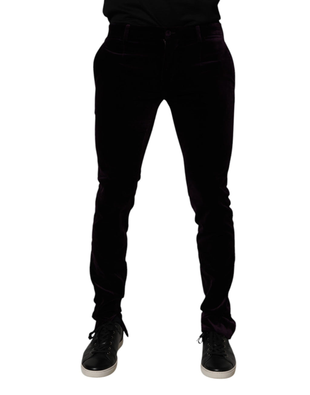 Dolce & Gabbana Violett Samt Baumwolle Männer Kleid Formal Hosen