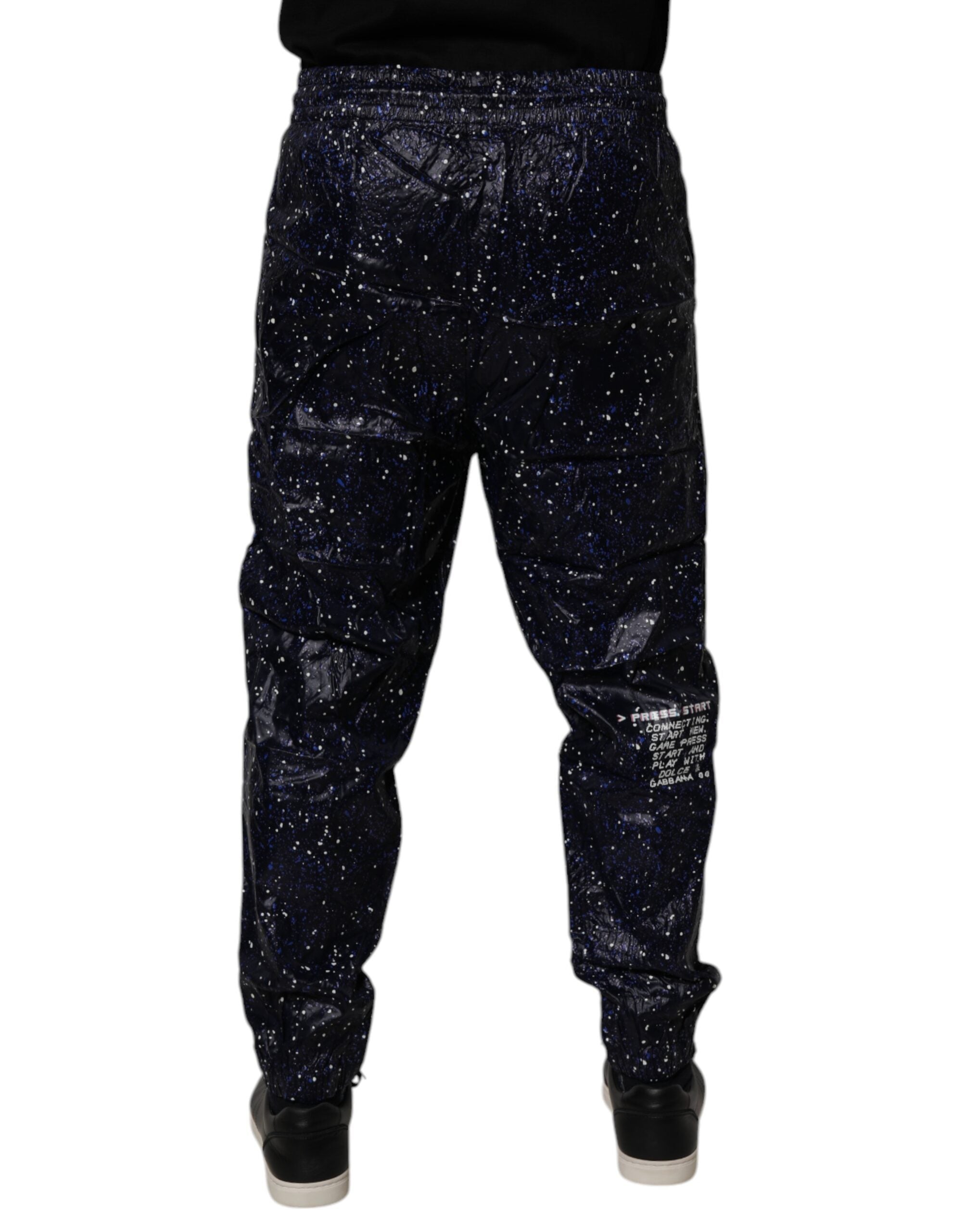 Dolce & Gabbana Dunkelblaue DG Game Print Baumwoll-Jogger-Hose