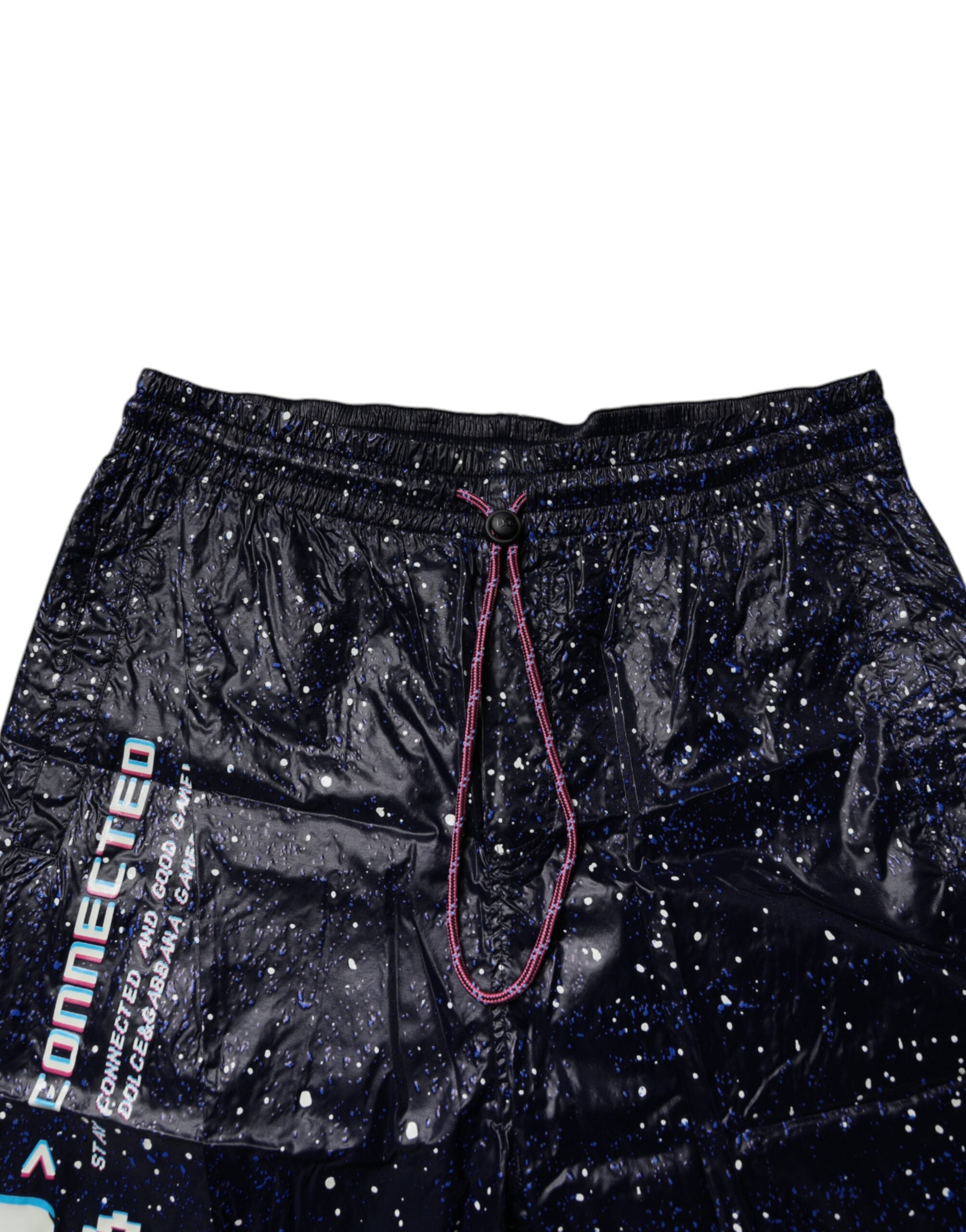 Dolce & Gabbana Dunkelblaue DG Game Print Baumwoll-Jogger-Hose