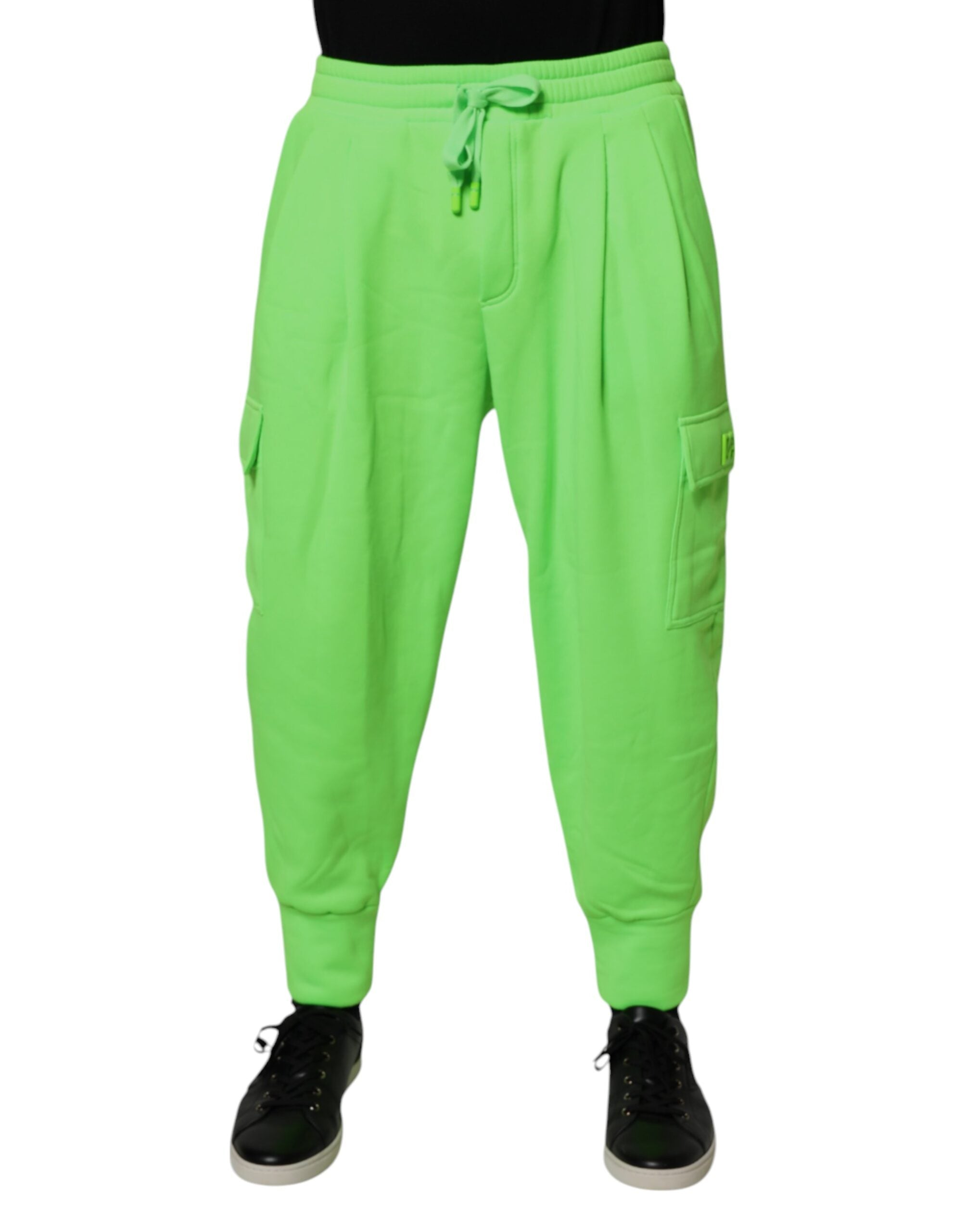 Dolce & Gabbana Neongrüner Cargo-Jogger Männer-Sweatpants Hosen