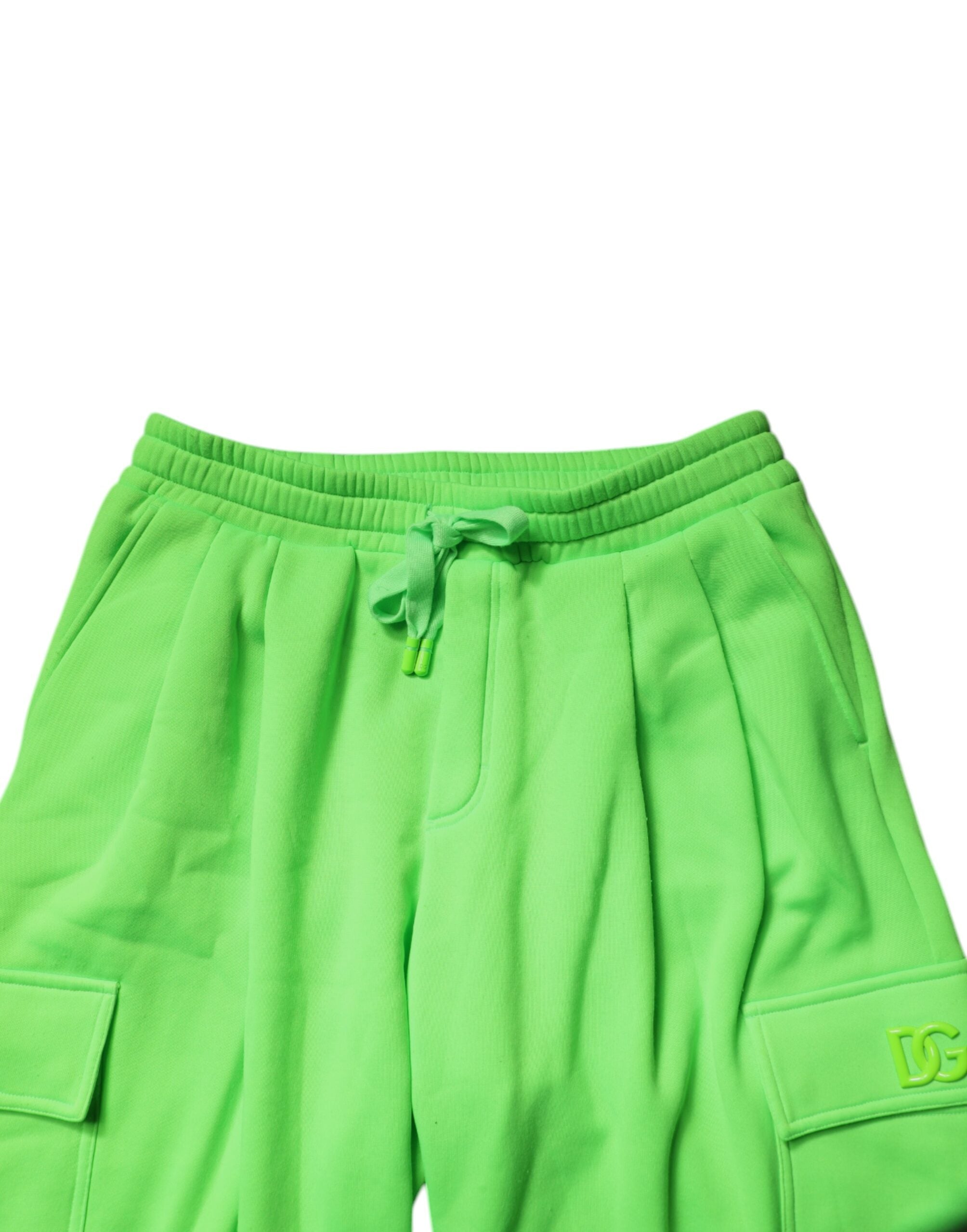 Dolce & Gabbana Neongrüner Cargo-Jogger Männer-Sweatpants Hosen