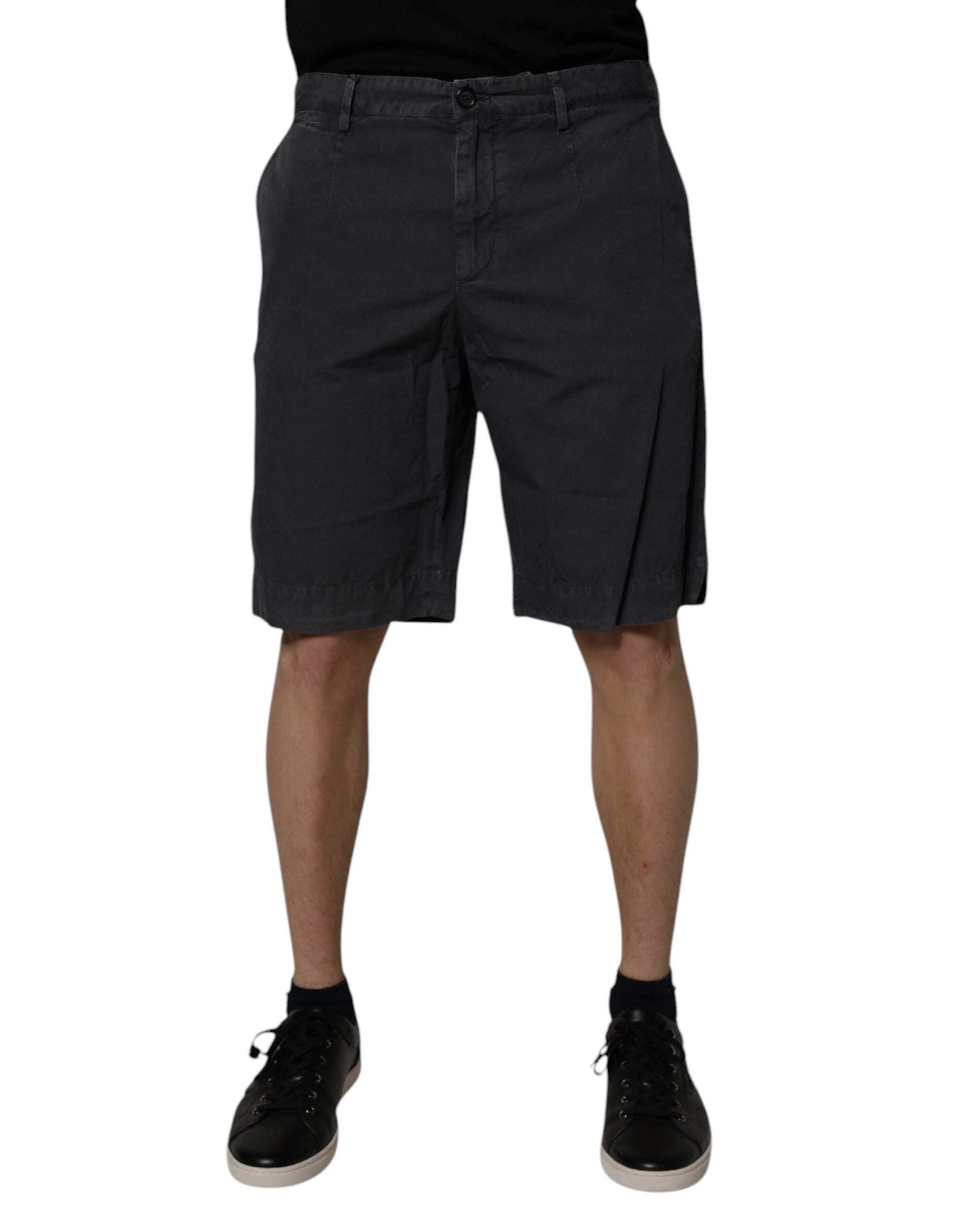 Dolce & Gabbana Dunkelgraue Bermudashorts aus Baumwolle mit mittlerer Taille für Männer