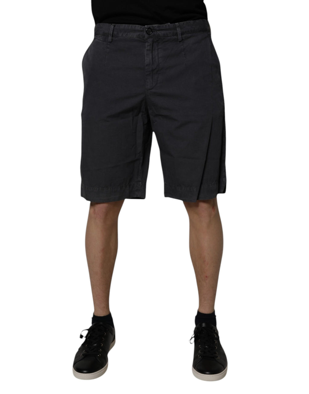 Dolce & Gabbana Dunkelgraue Bermudashorts aus Baumwolle mit mittlerer Taille für Männer