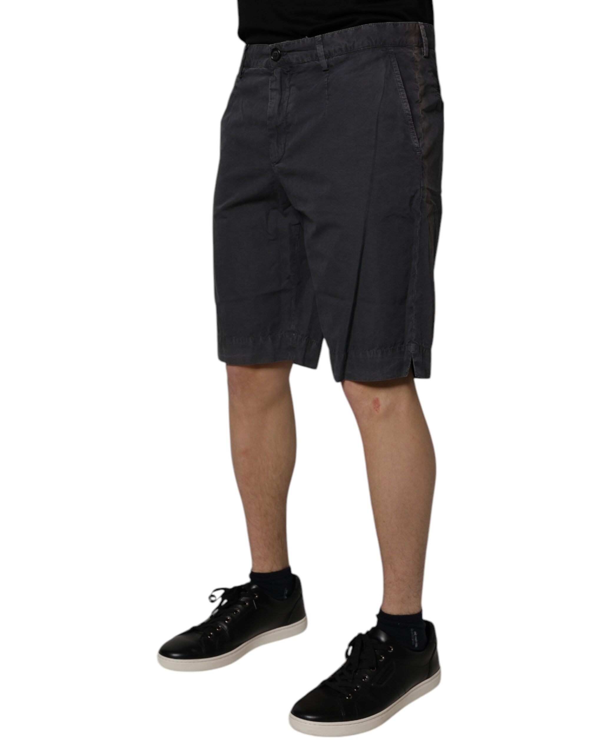 Dolce & Gabbana Dunkelgraue Bermudashorts aus Baumwolle mit mittlerer Taille für Männer