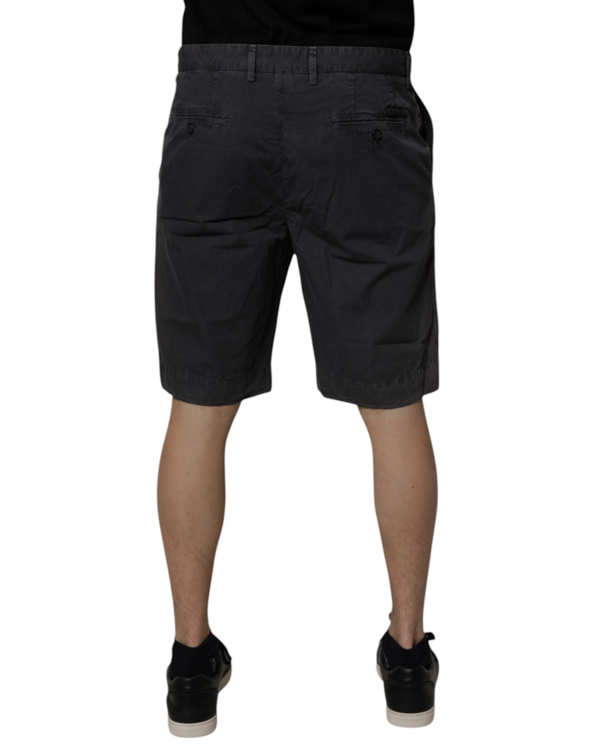 Dolce & Gabbana Dunkelgraue Bermudashorts aus Baumwolle mit mittlerer Taille für Männer
