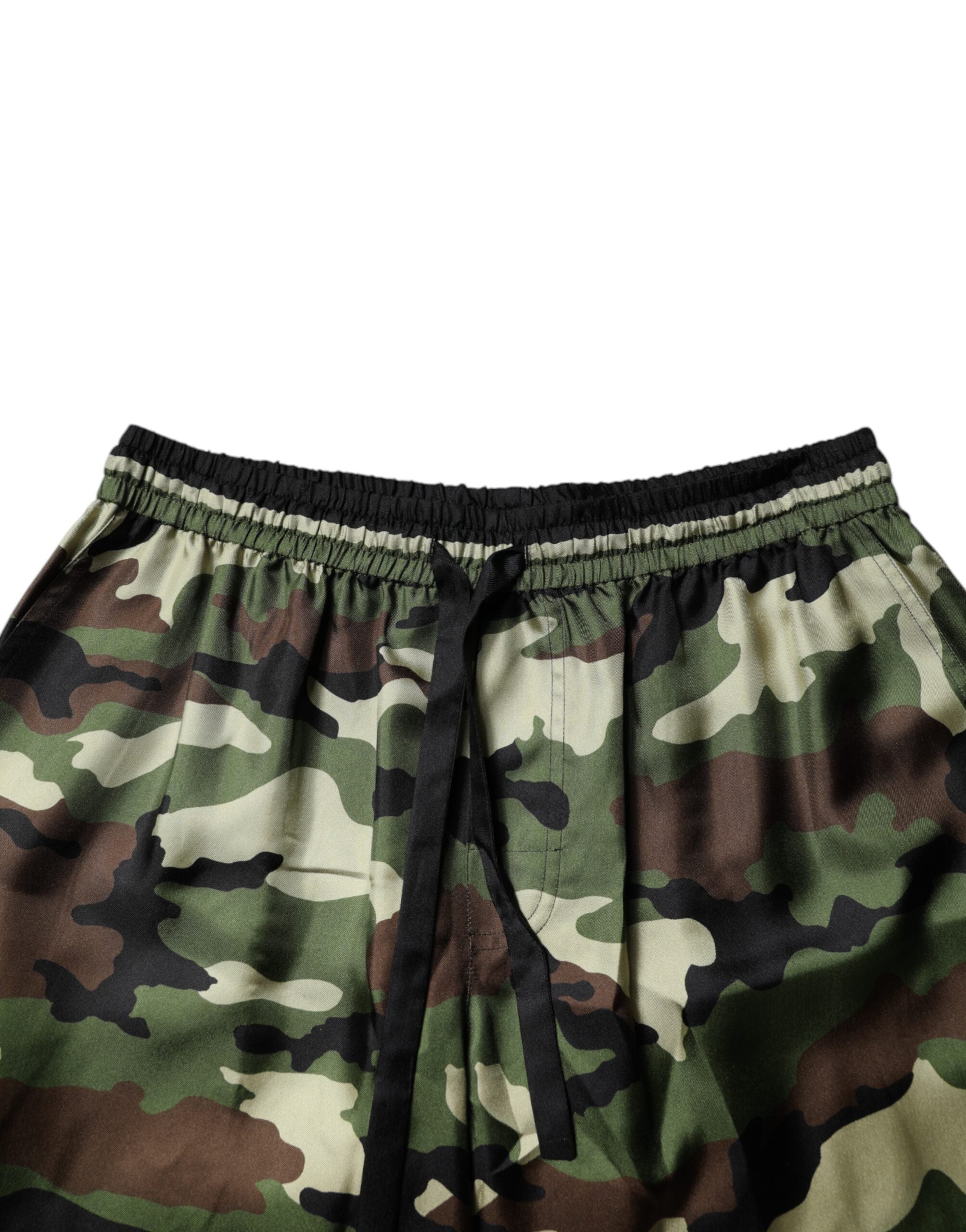 Dolce & Gabbana Multicolor Camouflage Seide Mid Waist Bermuda Shorts