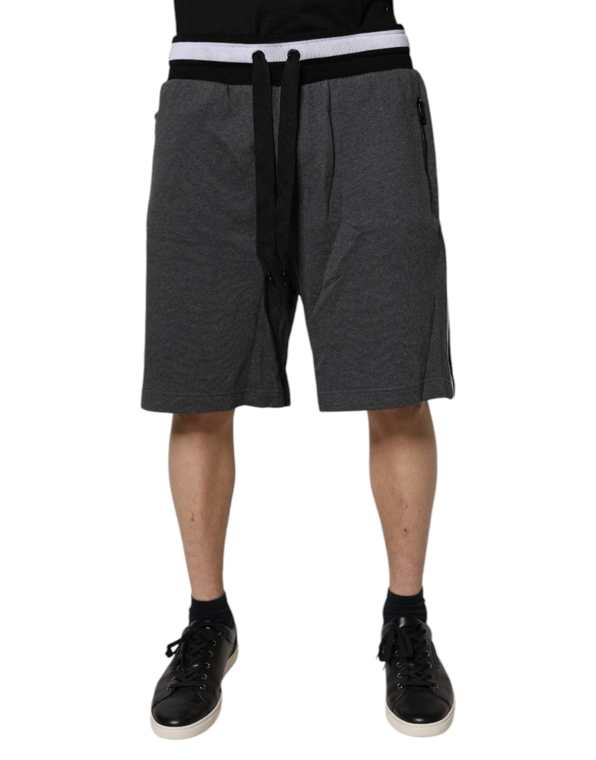 Dolce & Gabbana Dunkelgraue Bermudas aus Baumwolle Sweatshorts Shorts