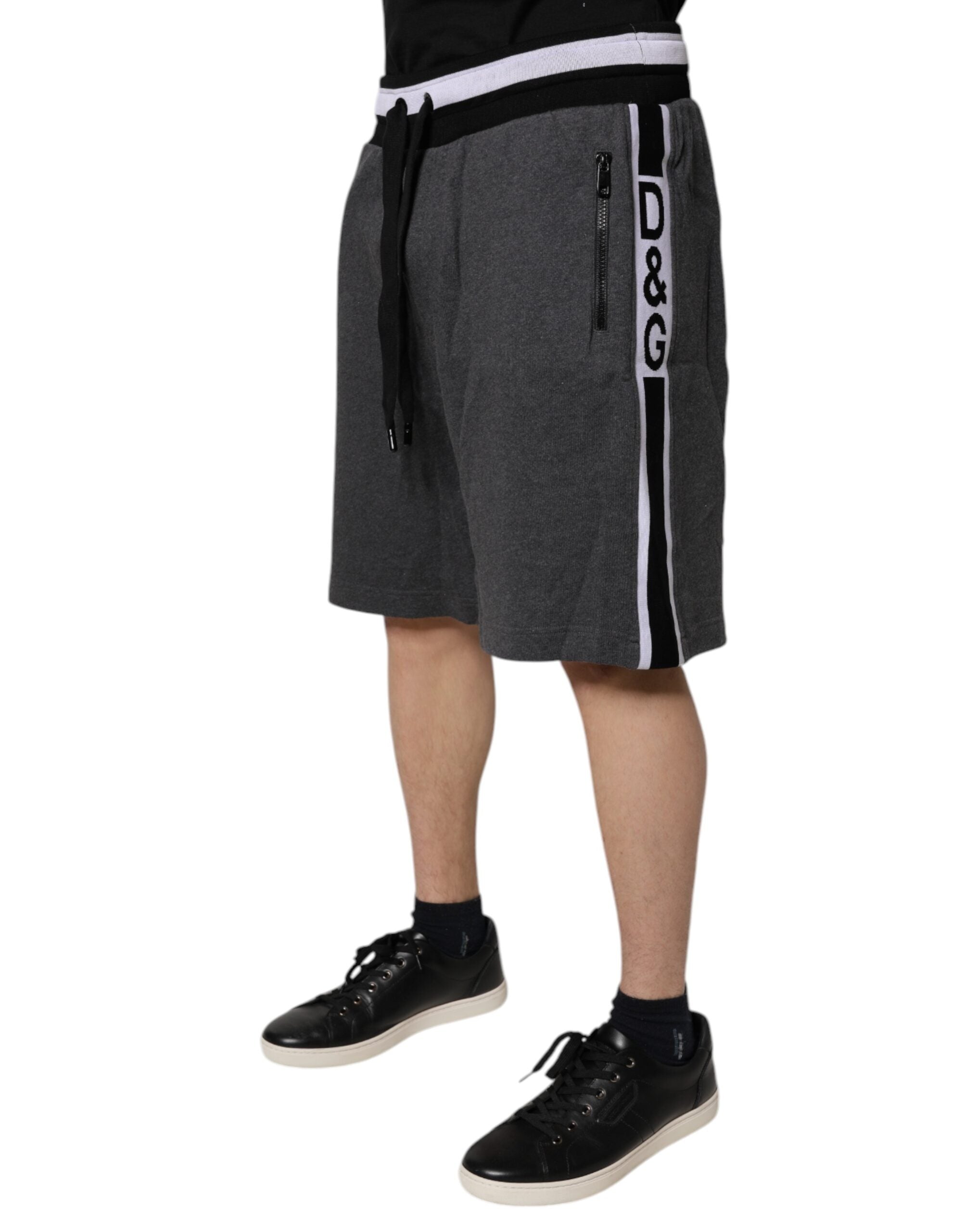 Dolce & Gabbana Dunkelgraue Bermudas aus Baumwolle Sweatshorts Shorts