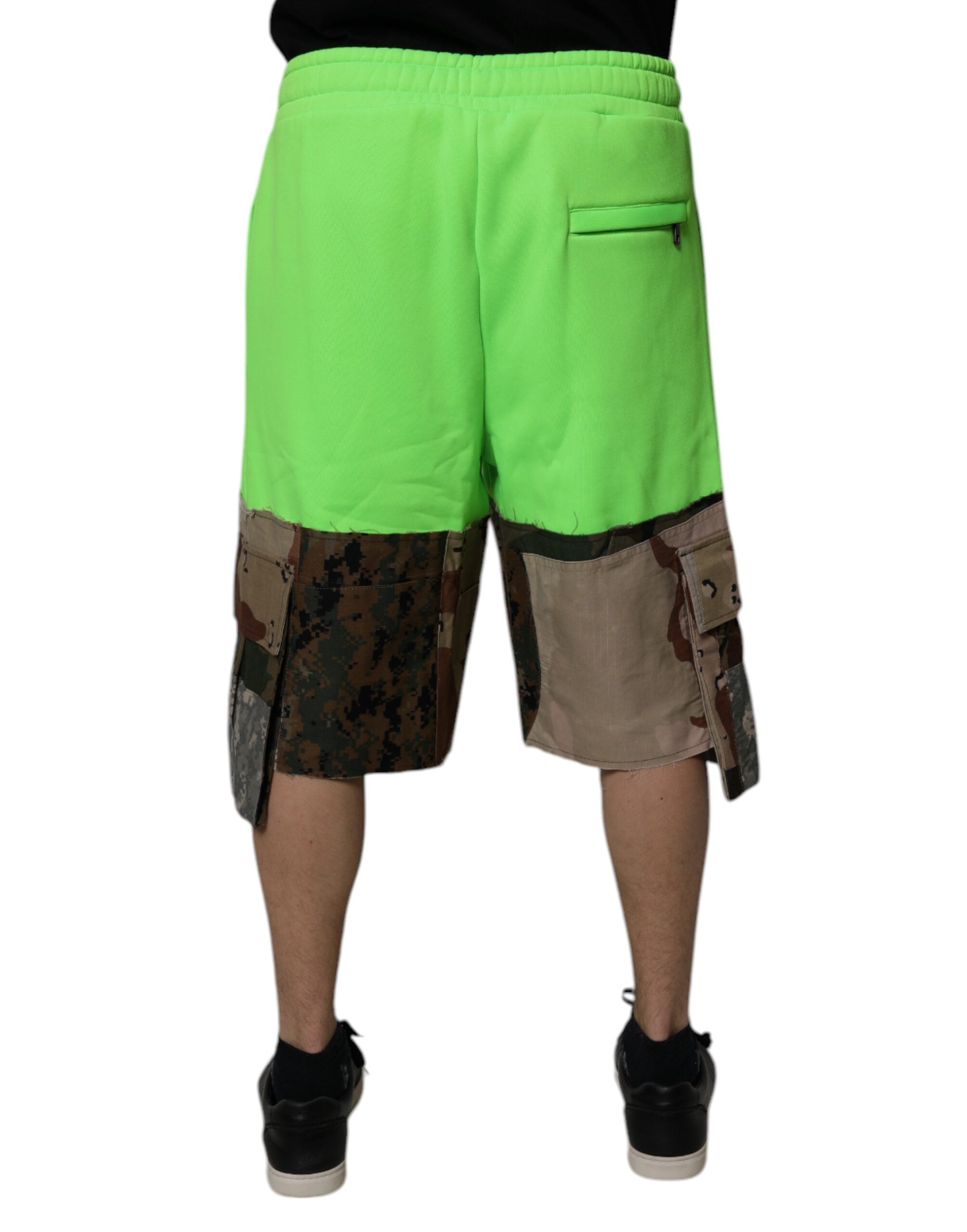 Dolce & Gabbana Grüne Cargo-Bermudashorts mit Patchwork