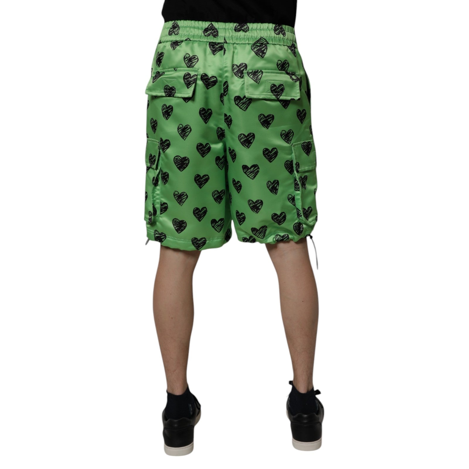 Dolce & Gabbana Grüne Herz Print Cargo Männer Bermuda Shorts