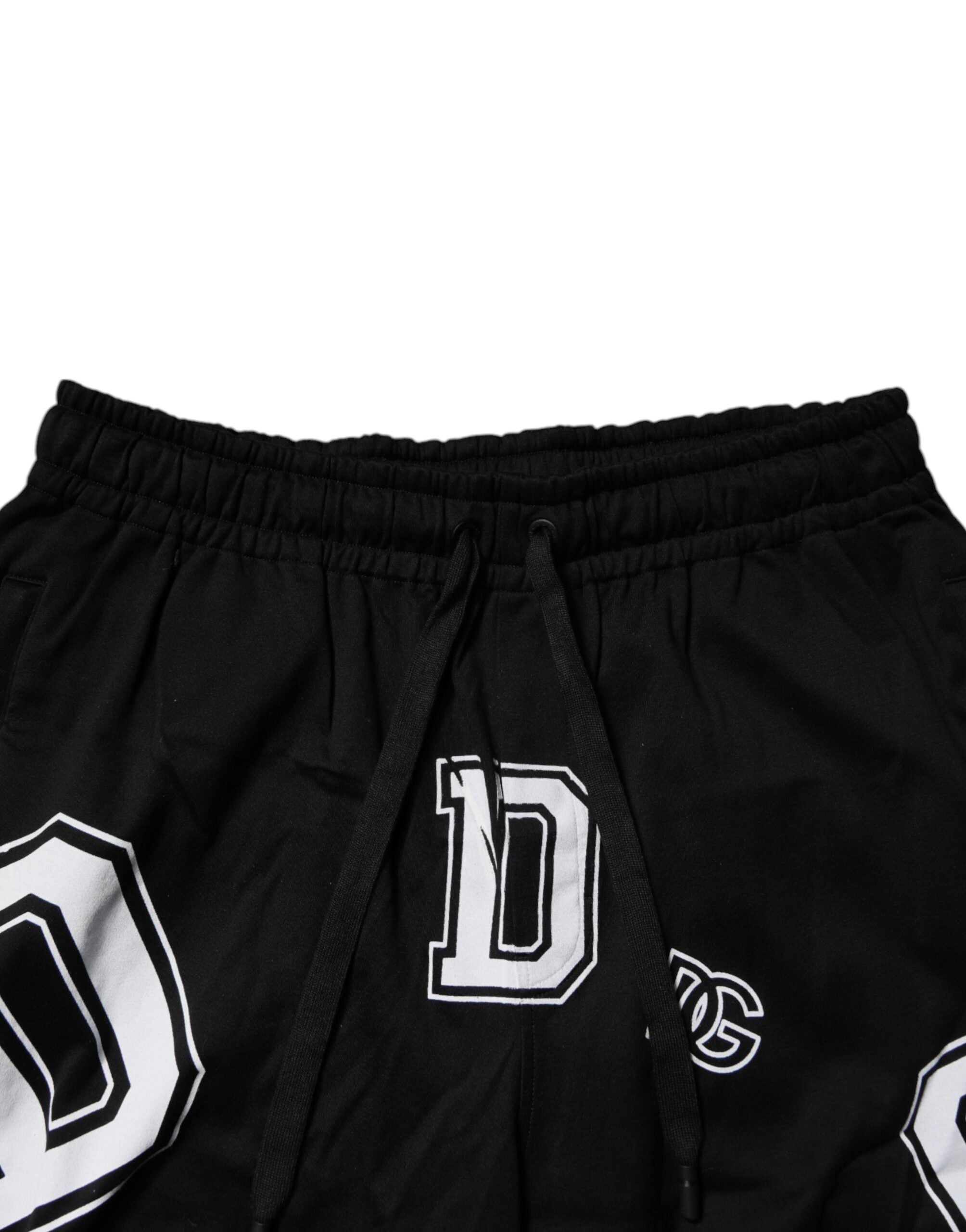 Dolce & Gabbana Schwarze Logo-Baumwoll-Bermudas Sweatshorts Shorts