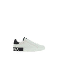 Dolce & Gabbana White Calf Leather Bos Taurus Low Top Sneakers