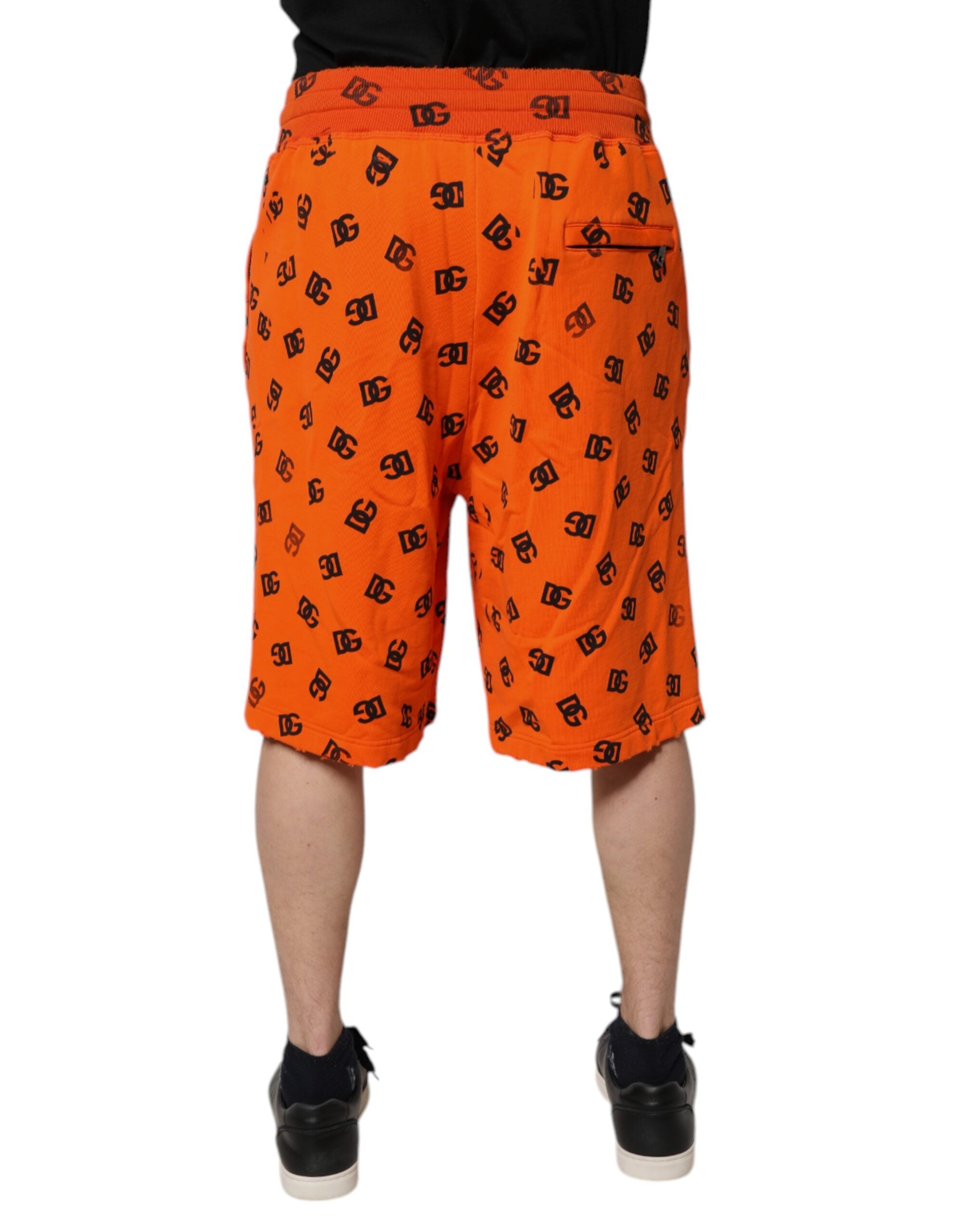Dolce & Gabbana Orangefarbene Logo-Monogramm-Baumwoll-Bermudashorts