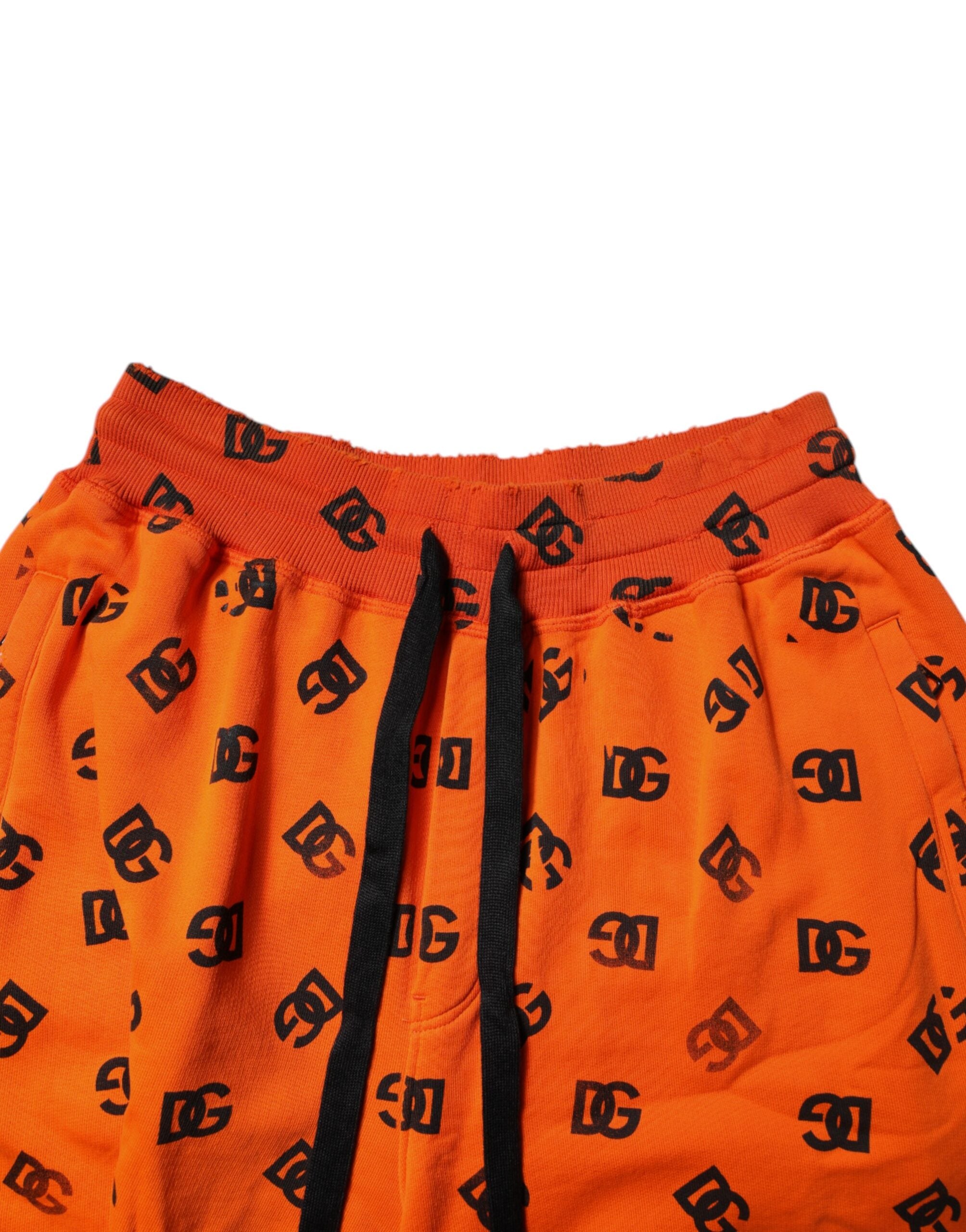 Dolce & Gabbana Orangefarbene Logo-Monogramm-Baumwoll-Bermudashorts