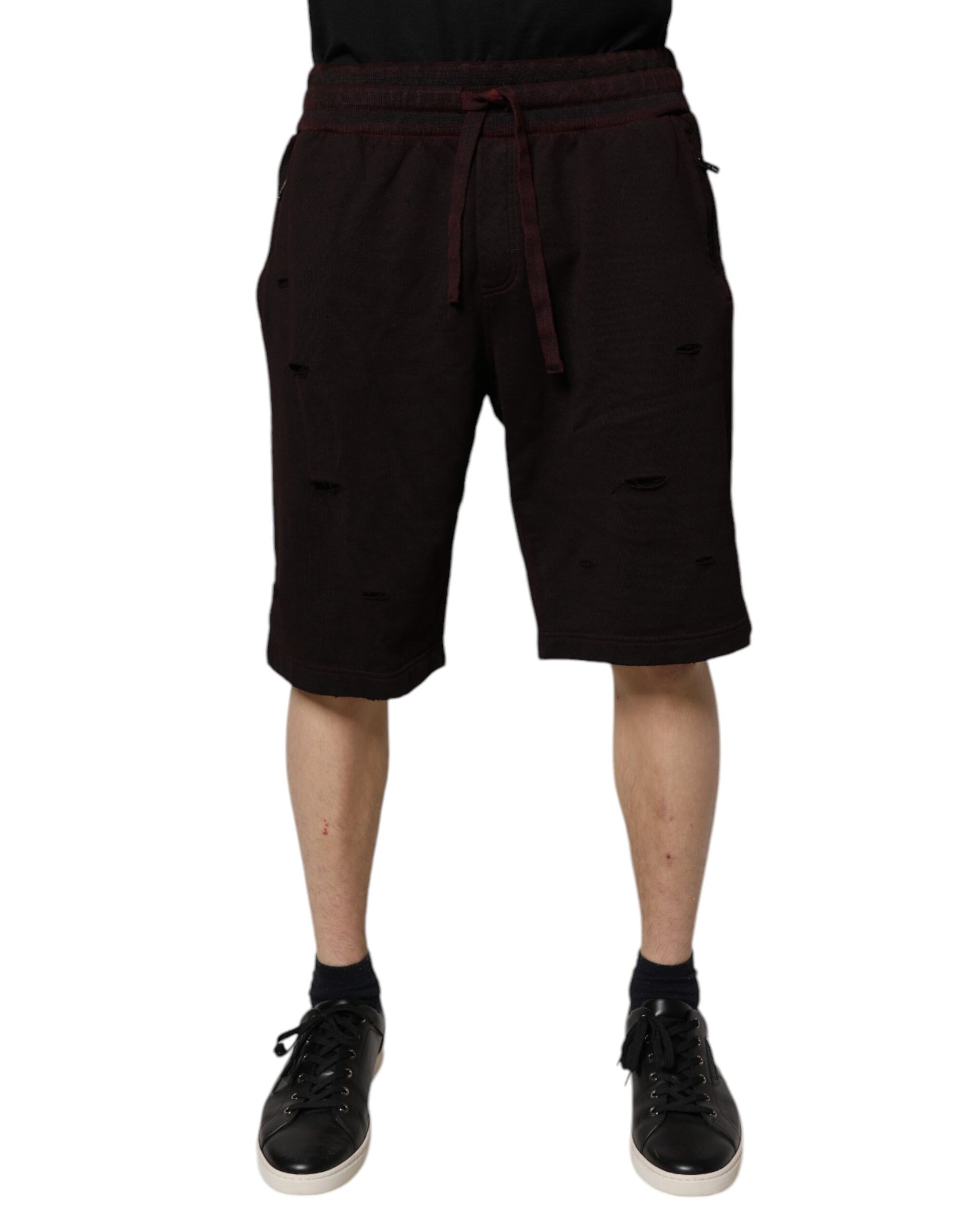 Dolce & Gabbana Bordeauxfarbene Baumwoll-Bermudas Sweatshorts Shorts