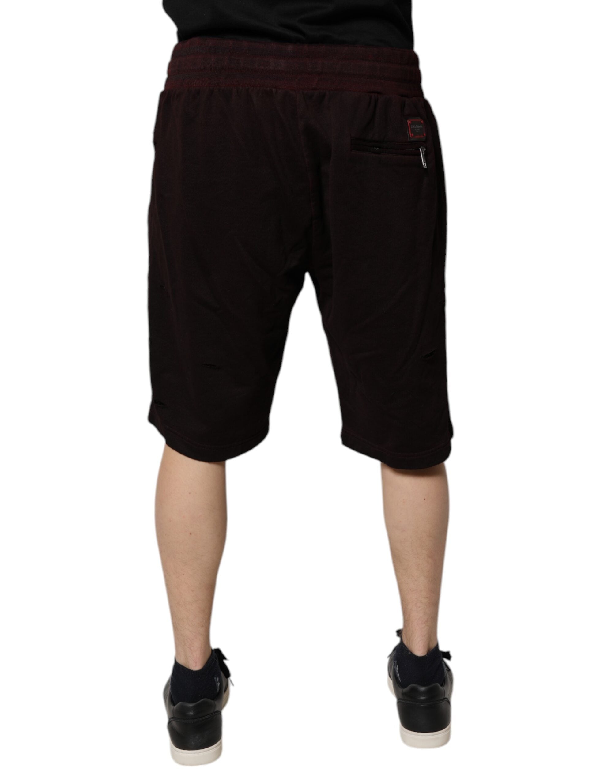 Dolce & Gabbana Bordeauxfarbene Baumwoll-Bermudas Sweatshorts Shorts