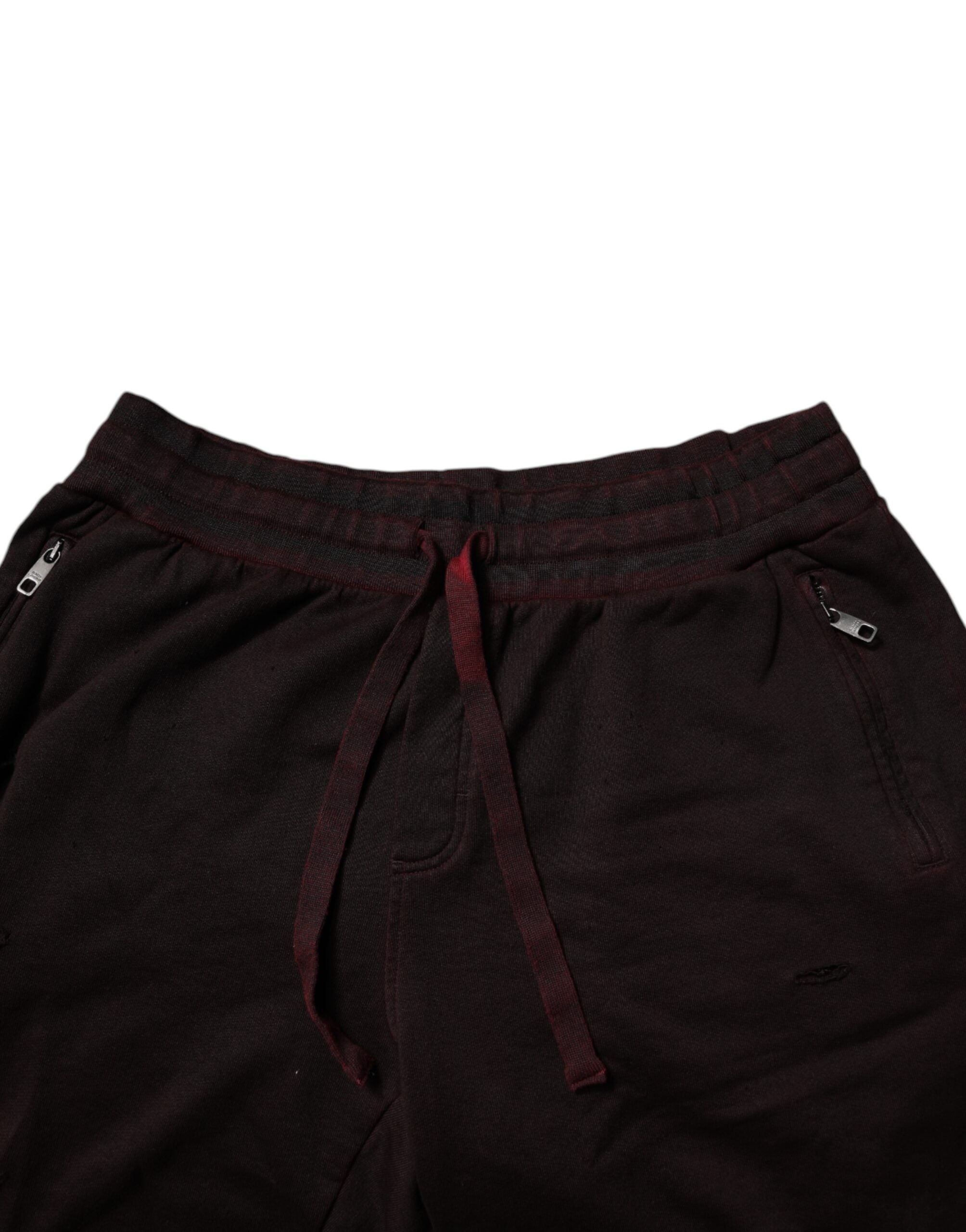 Dolce & Gabbana Bordeauxfarbene Baumwoll-Bermudas Sweatshorts Shorts