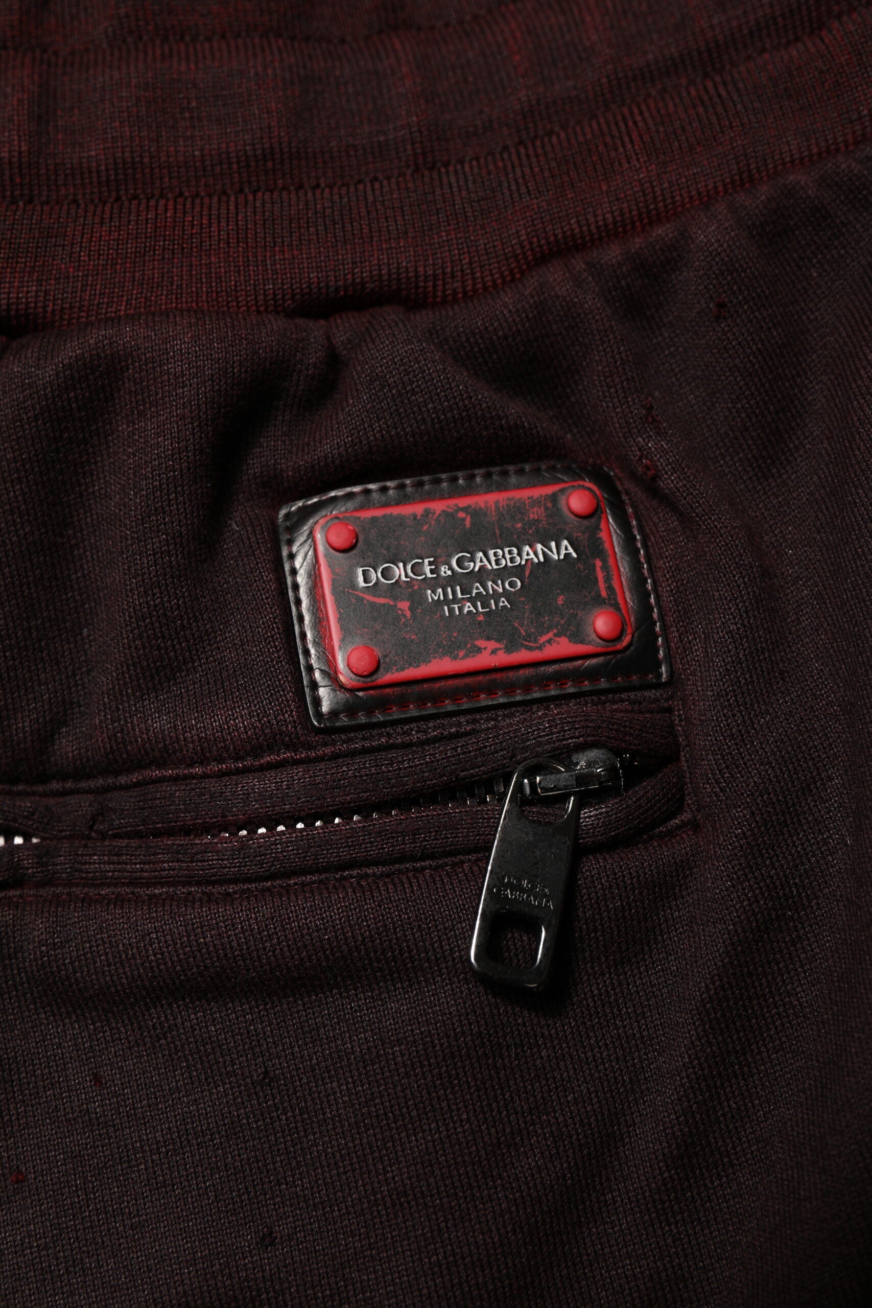 Dolce & Gabbana Bordeauxfarbene Baumwoll-Bermudas Sweatshorts Shorts