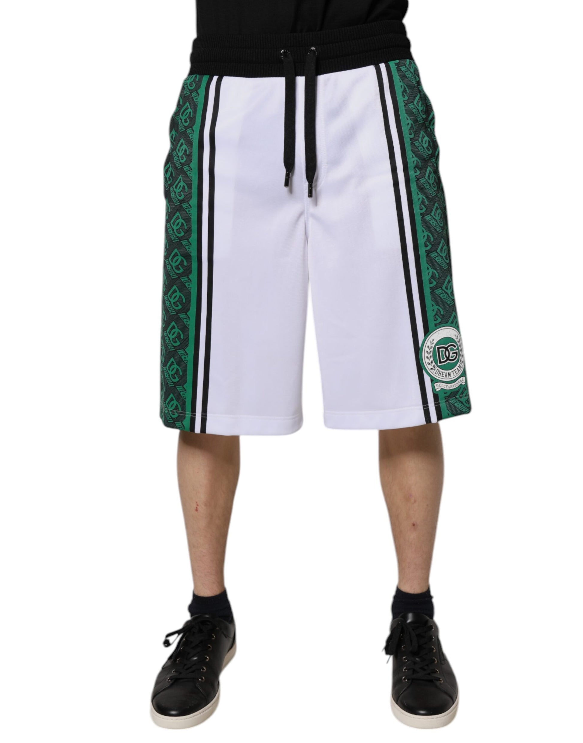Dolce & Gabbana Weiß Grün Männer Jersey Sweatshorts Shorts