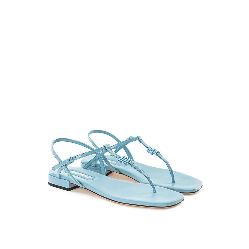 Miu Miu Blaue Lackleder-Flip-Flops