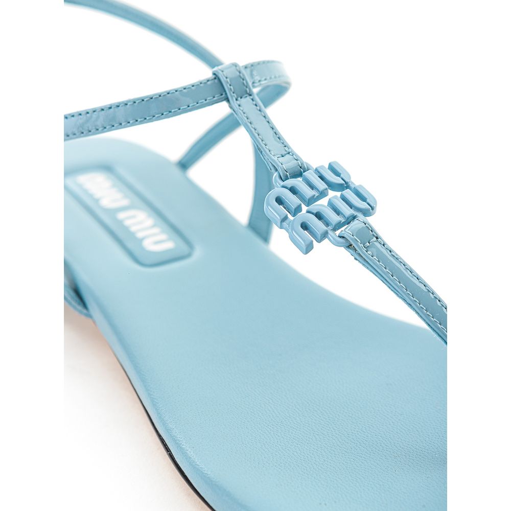 Miu Miu Blaue Lackleder-Flip-Flops