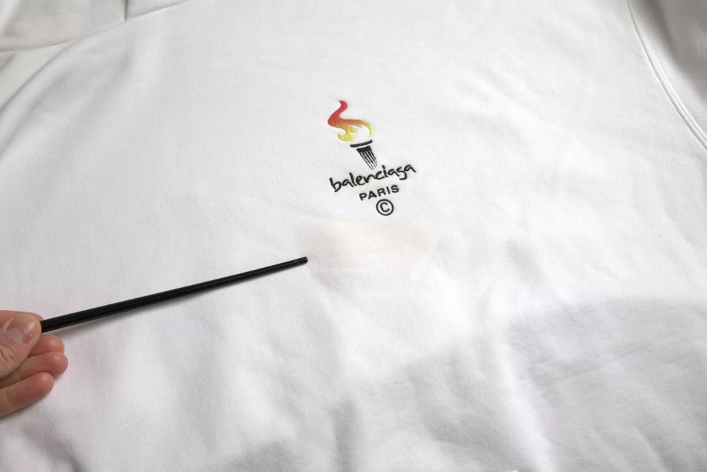 Balenciaga Weißer Baumwoll-Logo-Pullover mit Kapuze und Übergröße