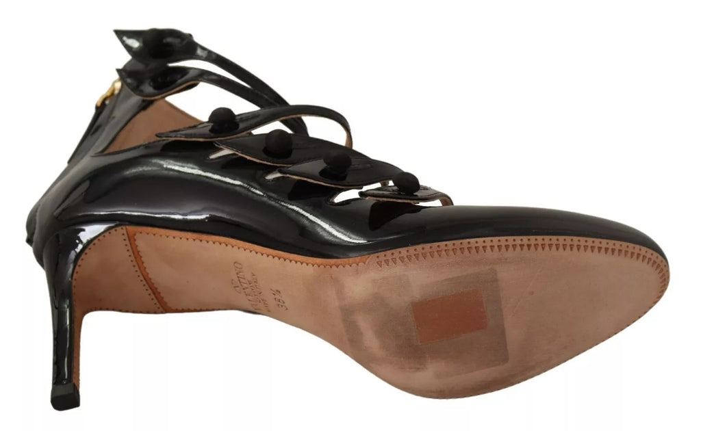Valentino Schwarz Multi Strap Leder Mid Heels Pumps Schuhe