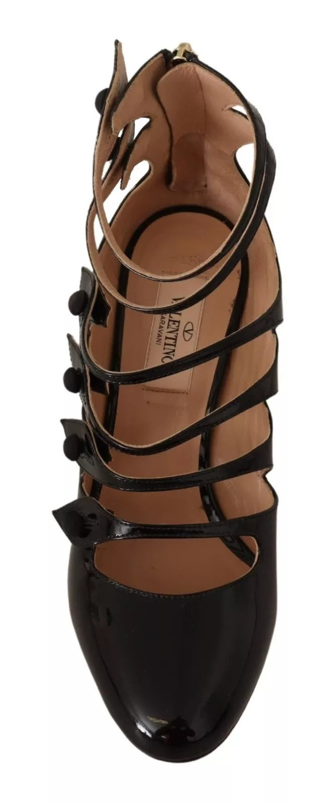 Valentino Schwarz Multi Strap Leder Mid Heels Pumps Schuhe