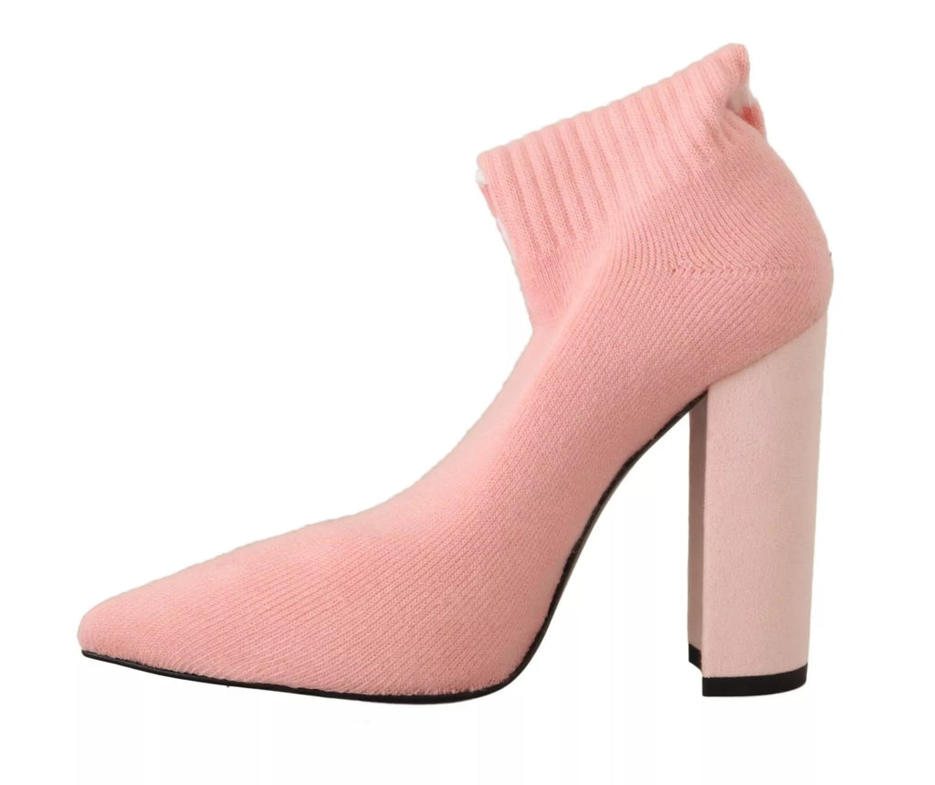 GCDS Rosa Wildleder Logo Socken Block Heel Stiefelette Schuhe