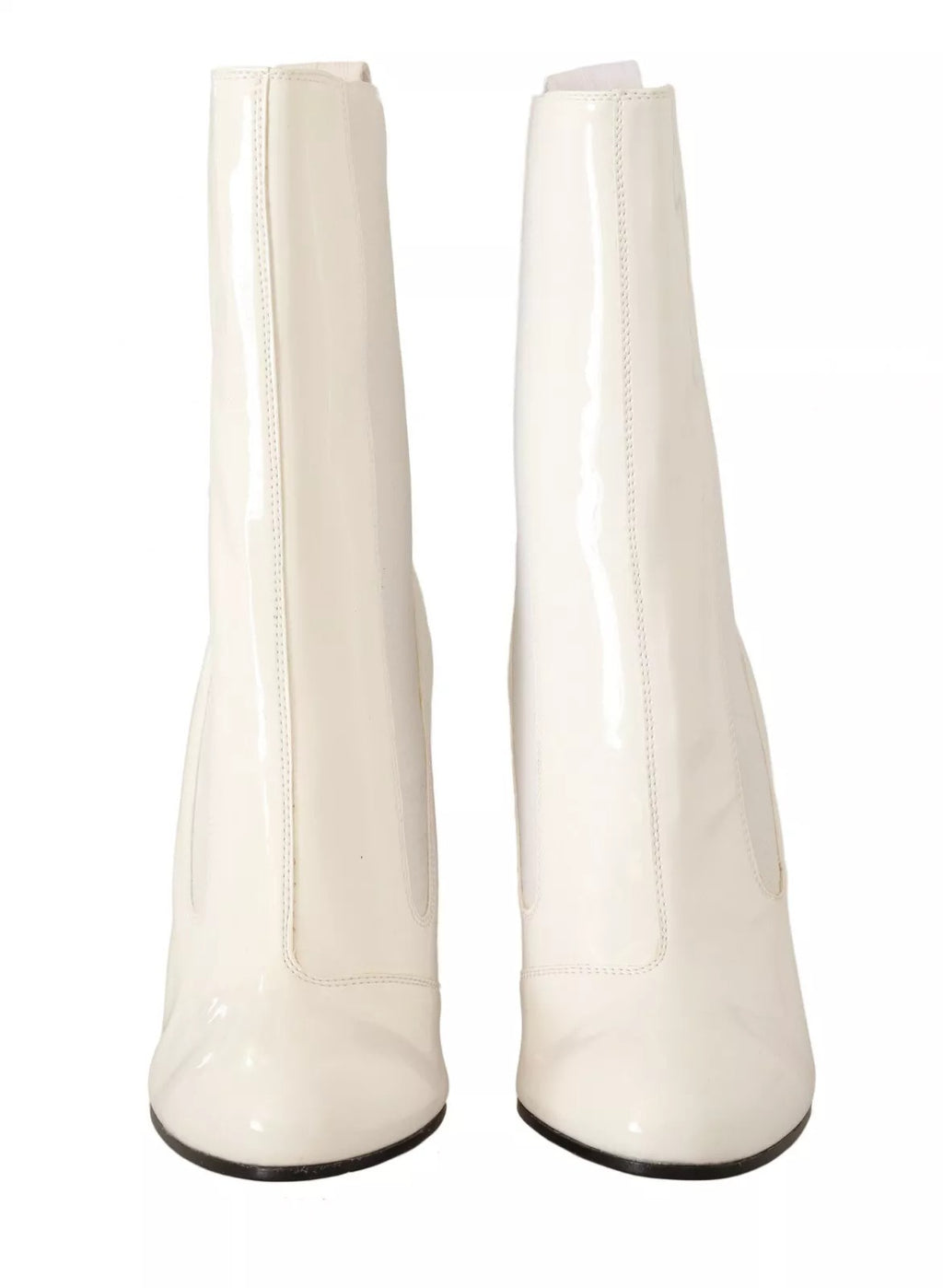 GCDS Weißes Leder Stoff Rot Logo Absatz Stiefeletten Schuhe