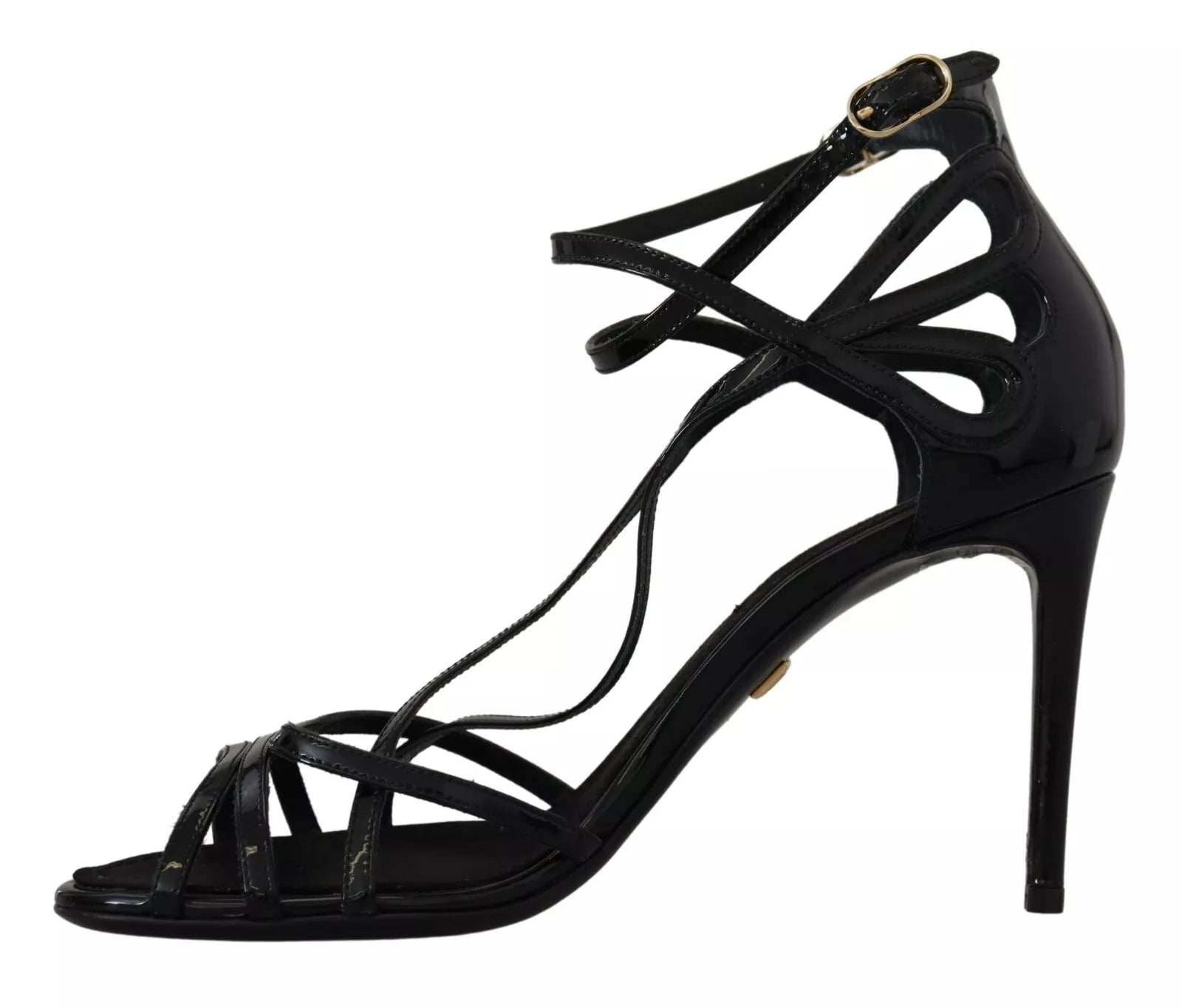 Dolce & Gabbana Schwarz Leder Stiletto Heels Sandalen Schuhe