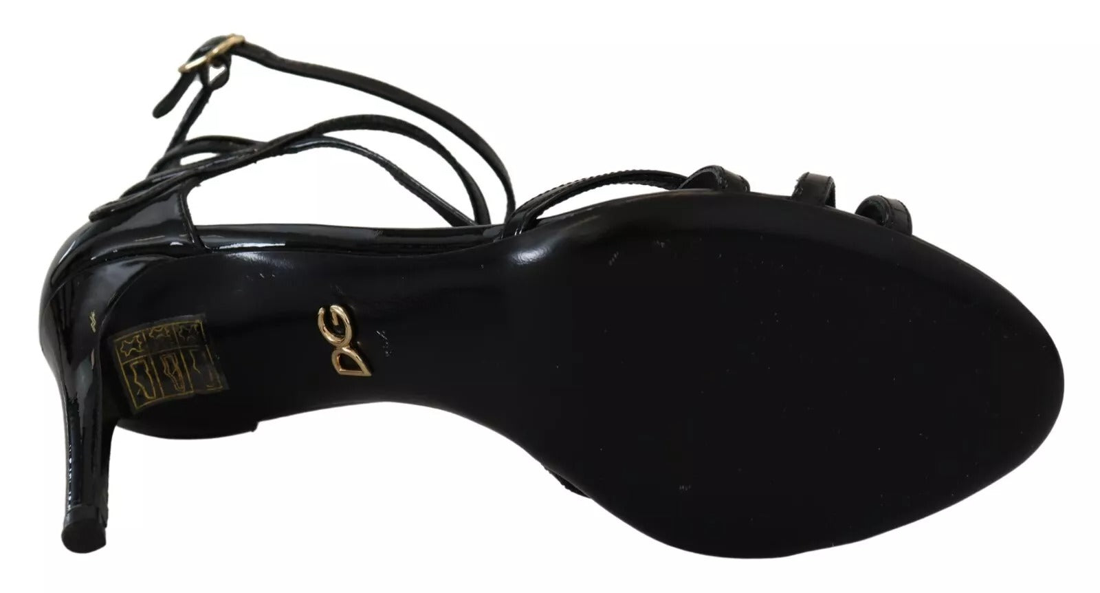 Dolce & Gabbana Schwarz Leder Stiletto Heels Sandalen Schuhe