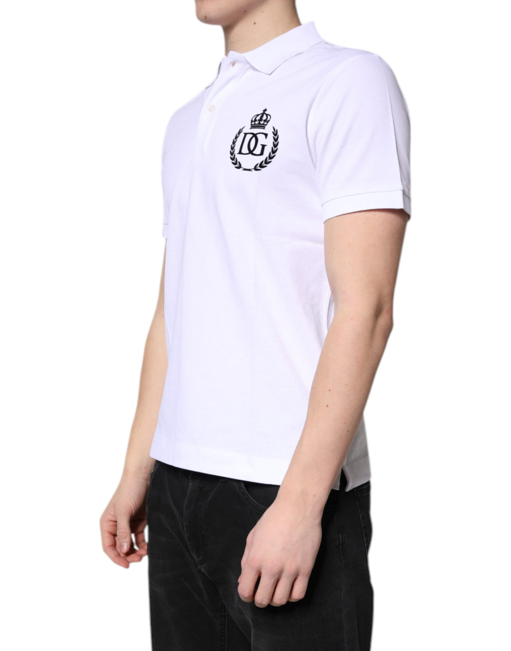 Dolce & Gabbana Weißes Baumwollkragen-Polo-T-Shirt für Männer