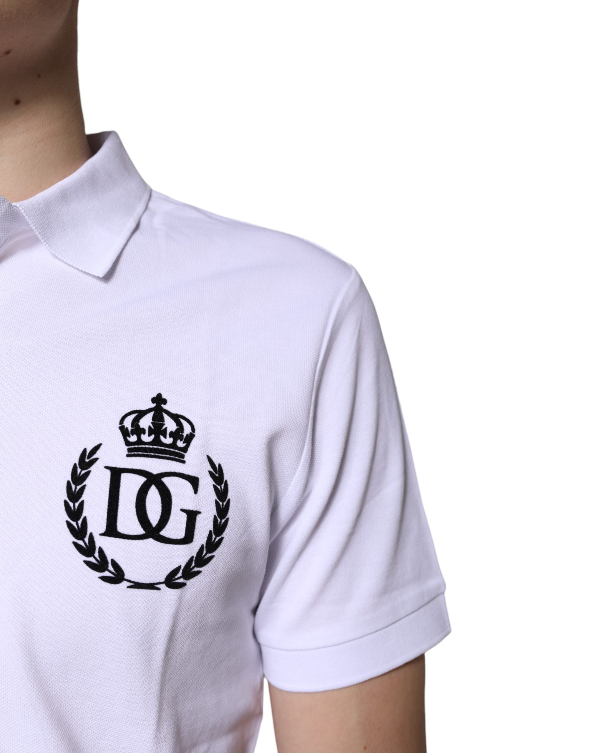 Dolce & Gabbana Weißes Baumwollkragen-Polo-T-Shirt für Männer
