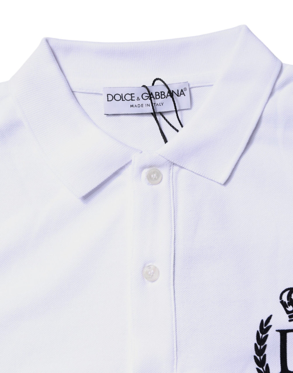 Dolce & Gabbana Weißes Baumwollkragen-Polo-T-Shirt für Männer