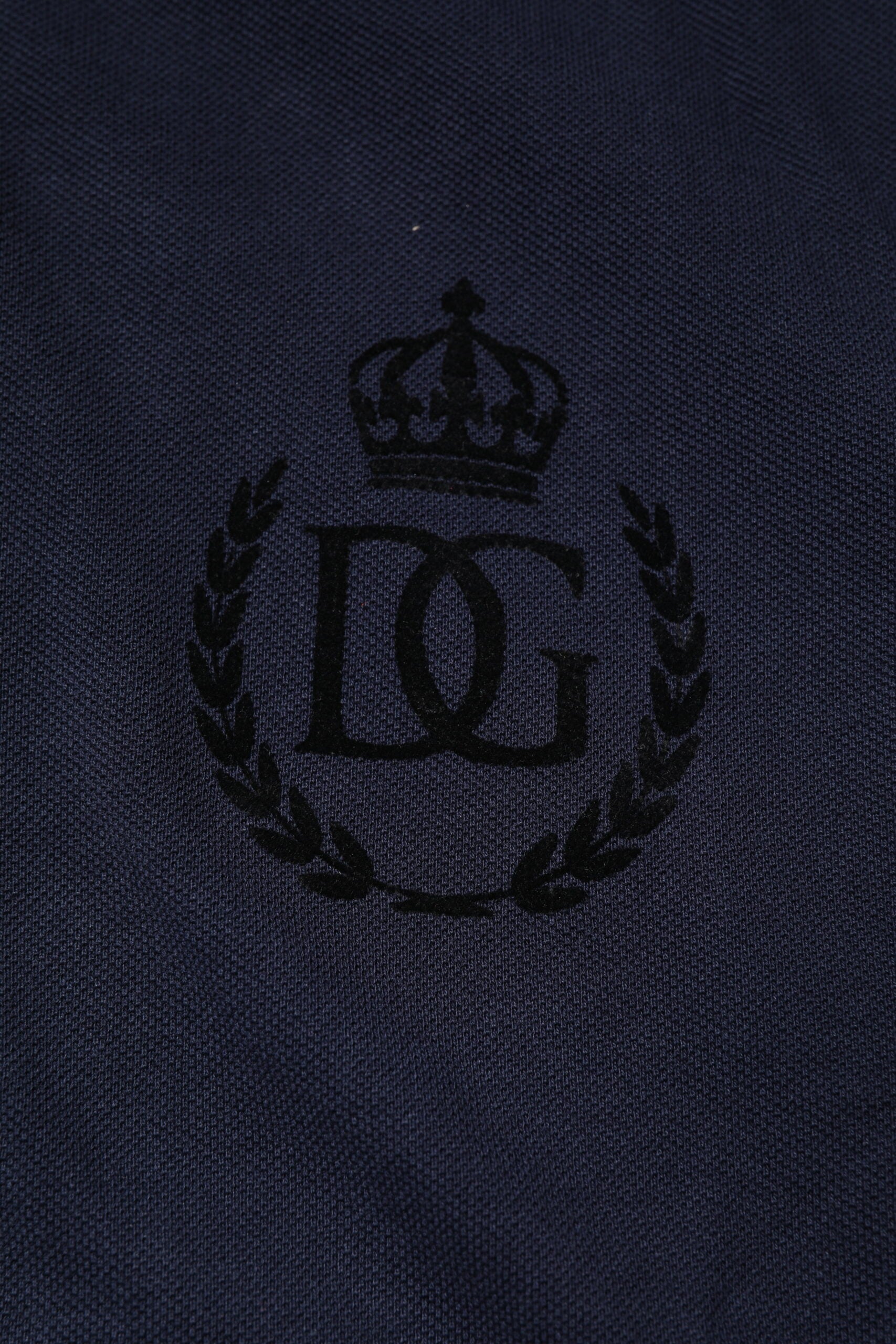 Dolce & Gabbana Dunkelblaues Baumwollkronen-Polo-T-Shirt mit Kragen