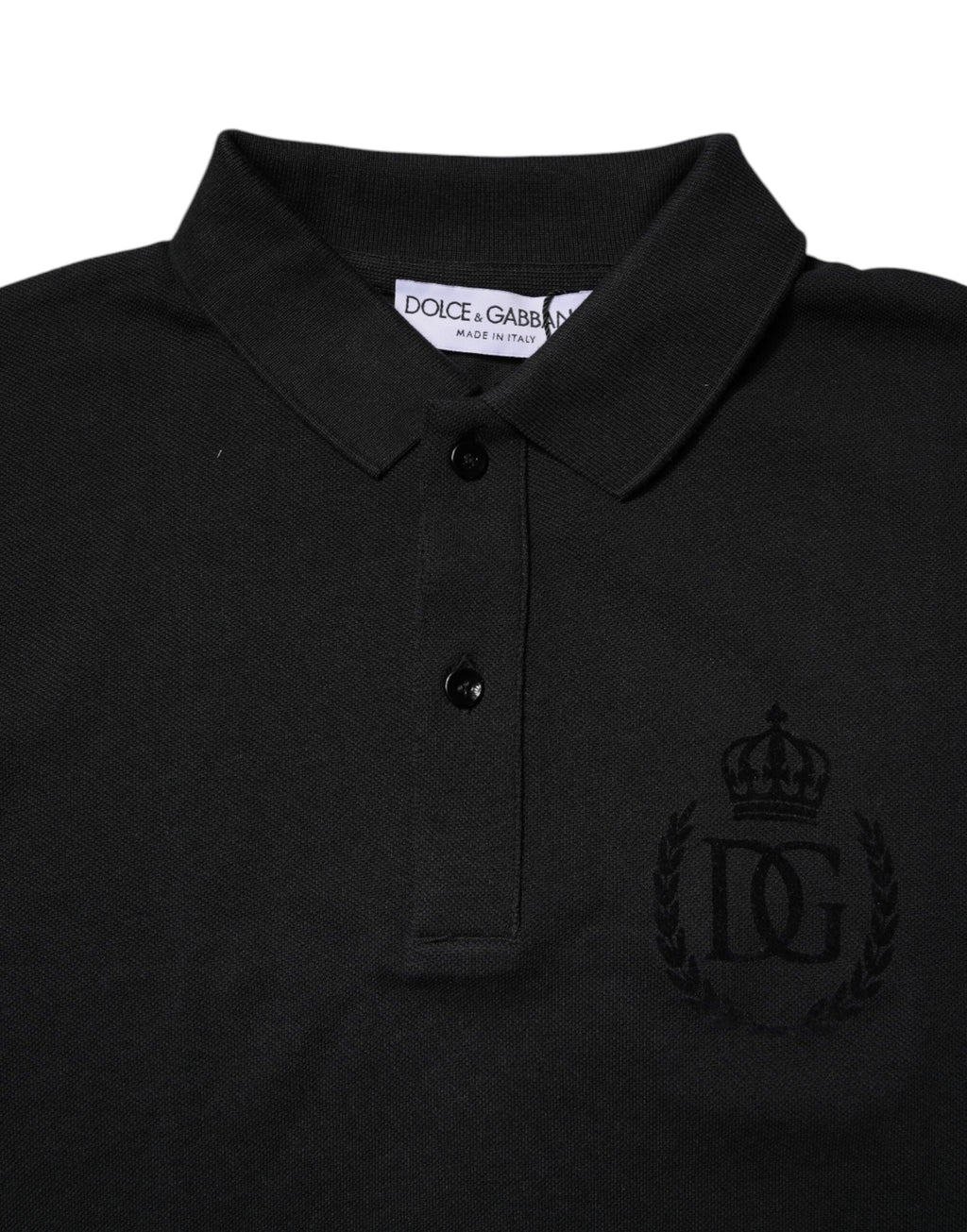 Dolce & Gabbana Schwarzes Polo-Shirt mit Kragen aus Baumwolle mit DG-Logo