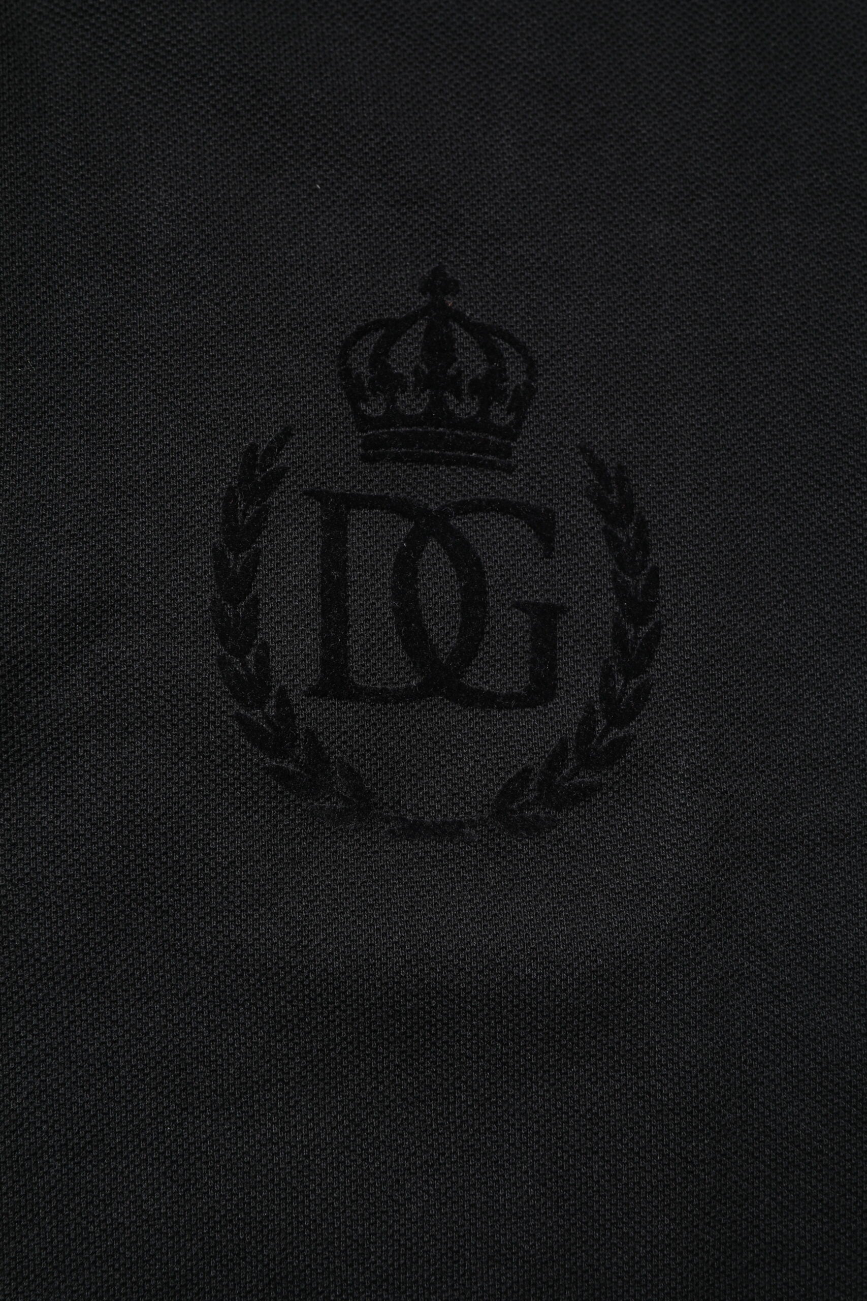 Dolce & Gabbana Schwarzes Polo-Shirt mit Kragen aus Baumwolle mit DG-Logo