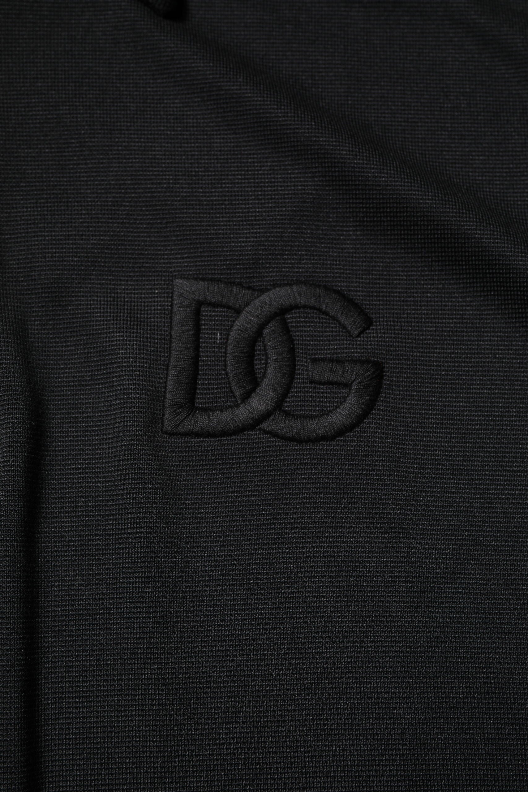 Dolce & Gabbana Schwarzes Polyester DG Logo Poloshirt mit Kragen