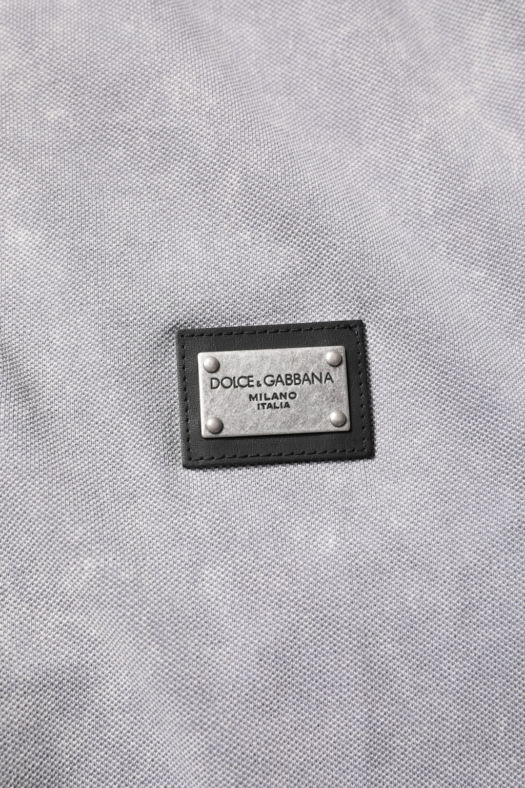 Dolce & Gabbana Graues Logo Plaque Baumwolle Männer Polo Shirt T-Shirt