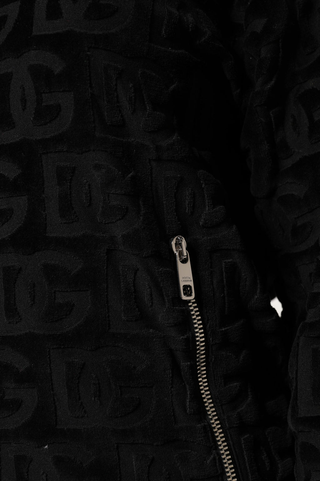 Dolce & Gabbana Schwarze Logo-Monogramm-Bomberjacke mit durchgehendem Reißverschluss