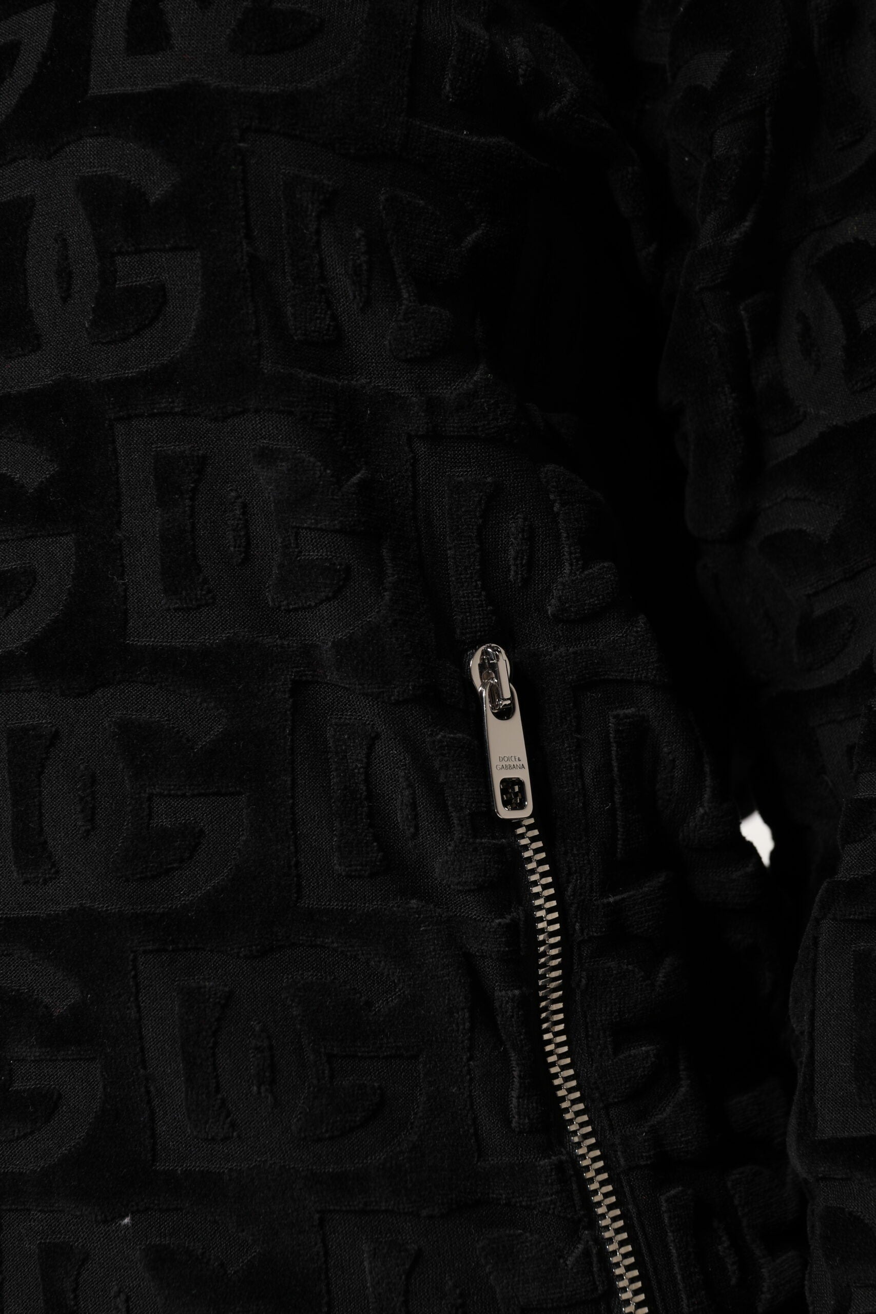 Dolce & Gabbana Schwarze Logo-Monogramm-Bomberjacke mit durchgehendem Reißverschluss