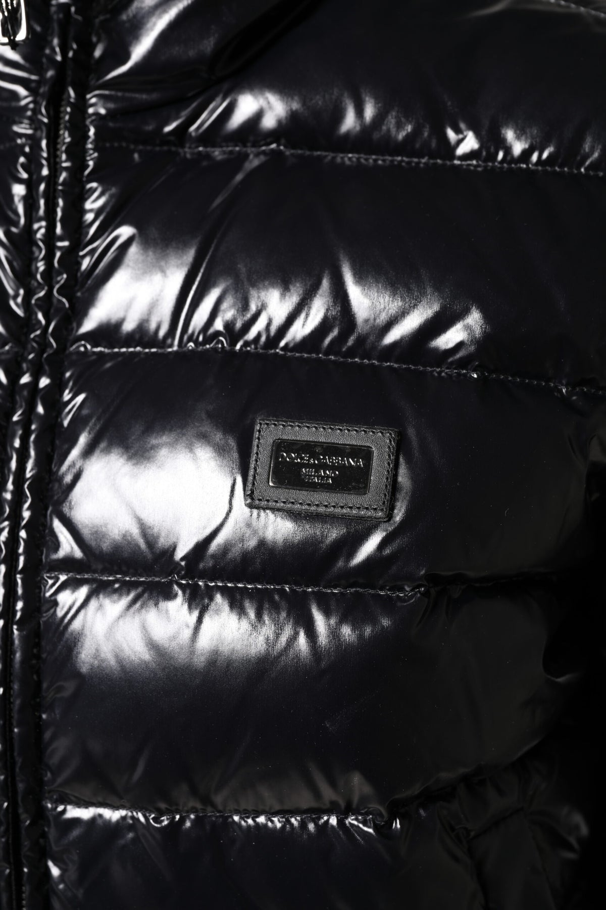 Dolce & Gabbana Zwart Logo Plaque Pufferjack Met Volledige Ritssluiting