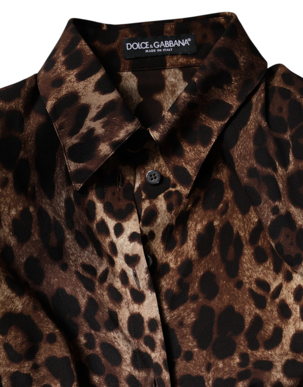 Dolce & Gabbana Brauner Leopard Seidenmantel mit Knopfleiste Jacke