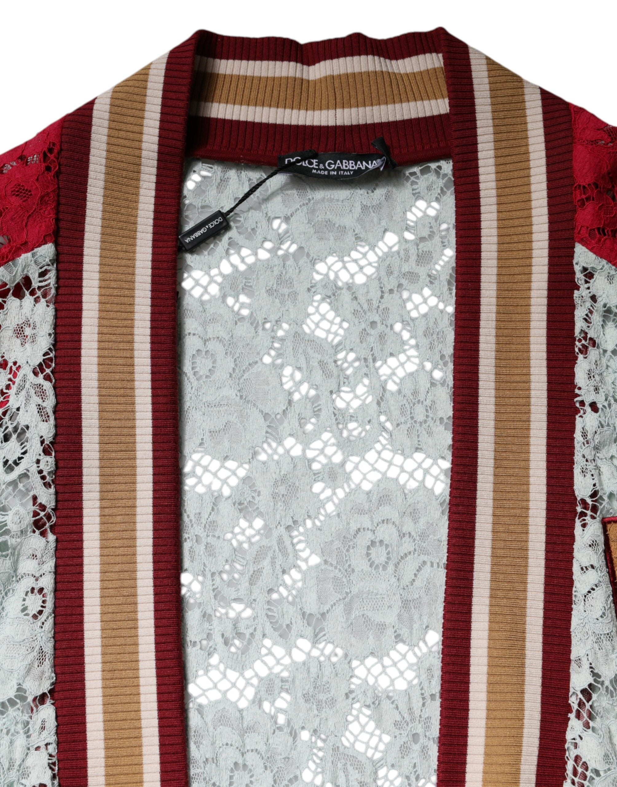 Dolce & Gabbana Mehrfarbige Strickjacke mit floraler Spitze