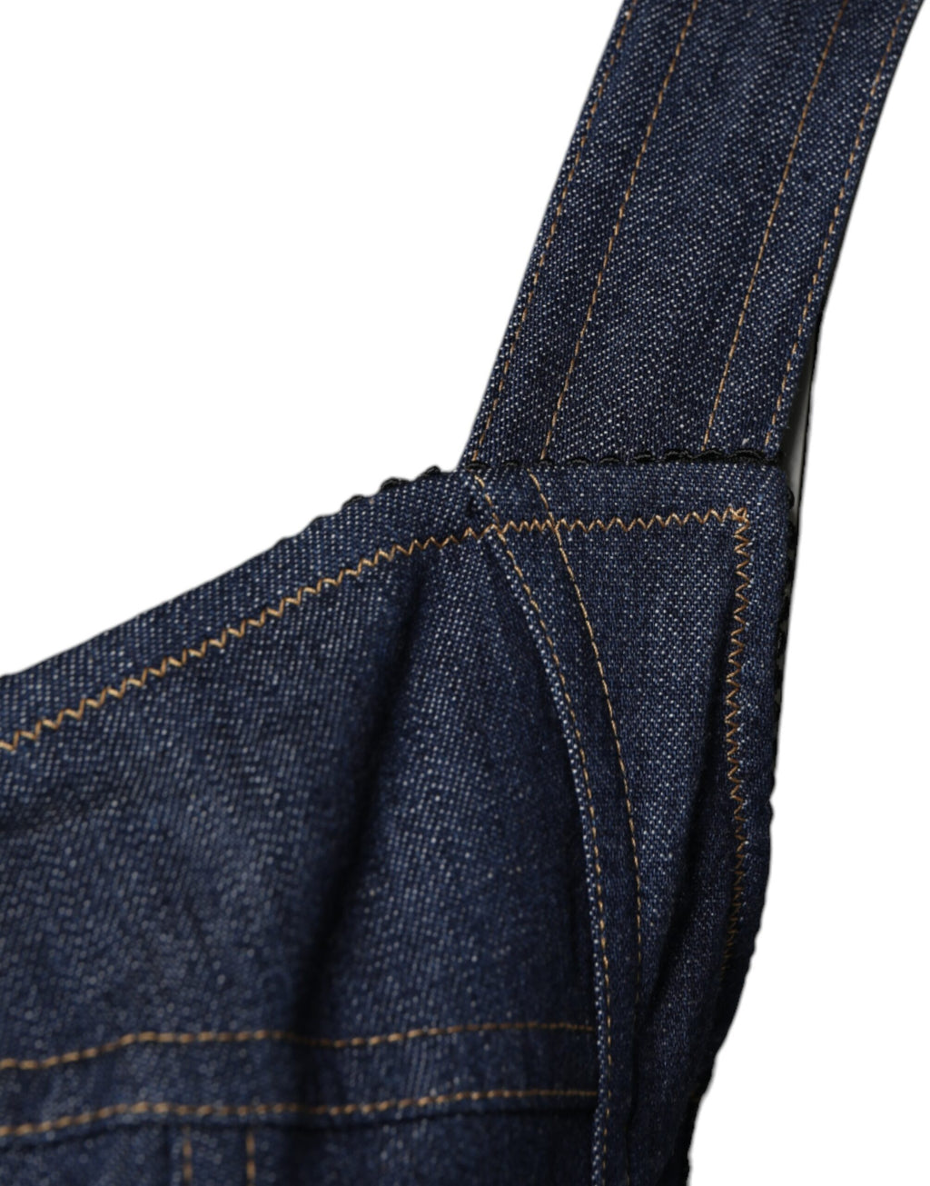 Dolce & Gabbana Blauer Baumwoll-Stretch-Bodycon-Denim-Bodysuit ohne Ärmel